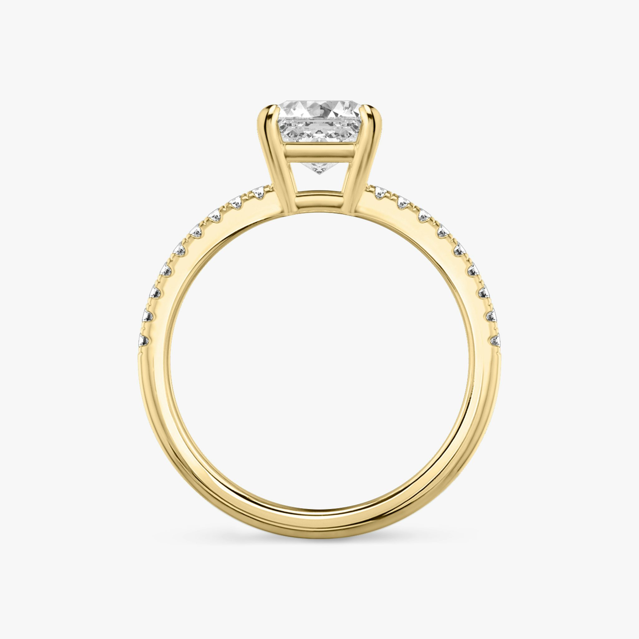 The Double Band | Asscher | 18k | Yellow Gold | bandAccent: Pavé | bandStoneShape: Round Brilliant | diamondOrientation: vertical | caratWeight: other