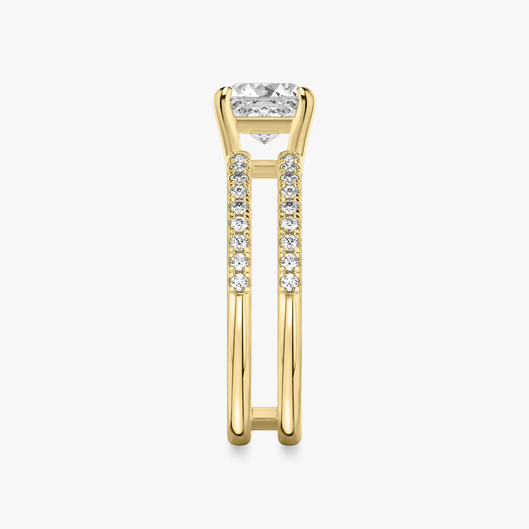 The Double Band | Asscher | 18k | Yellow Gold | bandAccent: Pavé | bandStoneShape: Round Brilliant | diamondOrientation: vertical | caratWeight: other