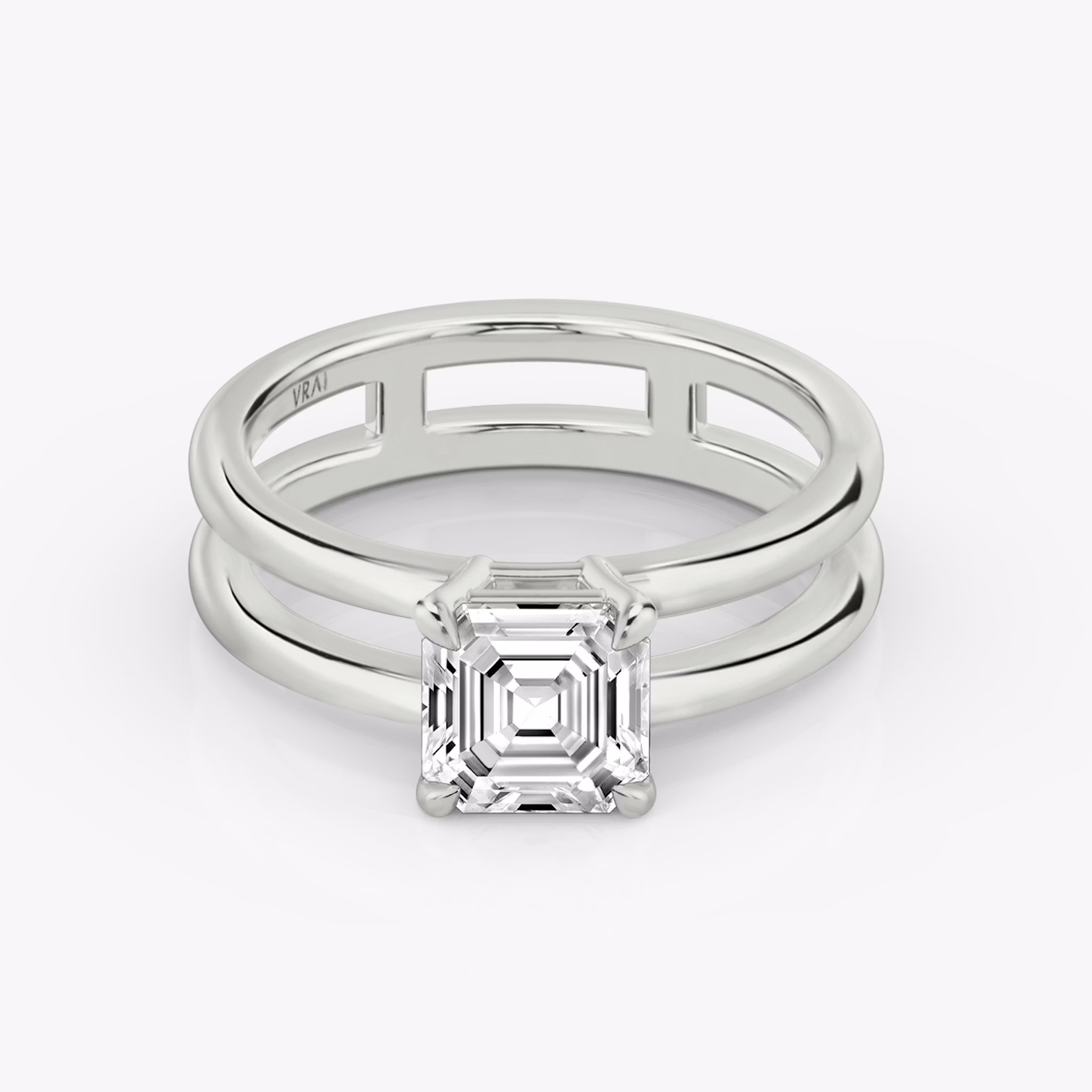 The Double Band | Asscher | Platinum | bandAccent: Plain | diamondOrientation: vertical | caratWeight: other