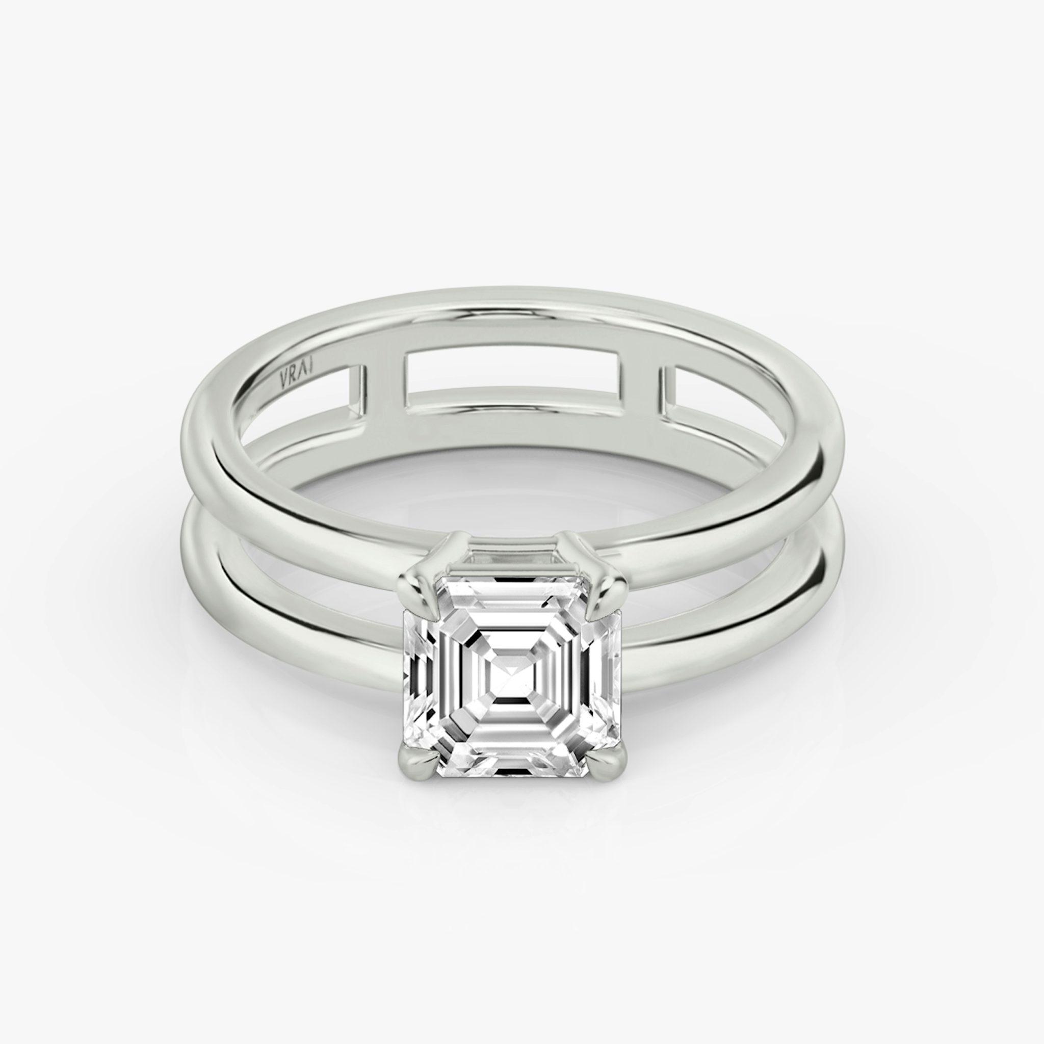 The Double Band | Asscher | Platinum | bandAccent: Plain | diamondOrientation: vertical | caratWeight: other
