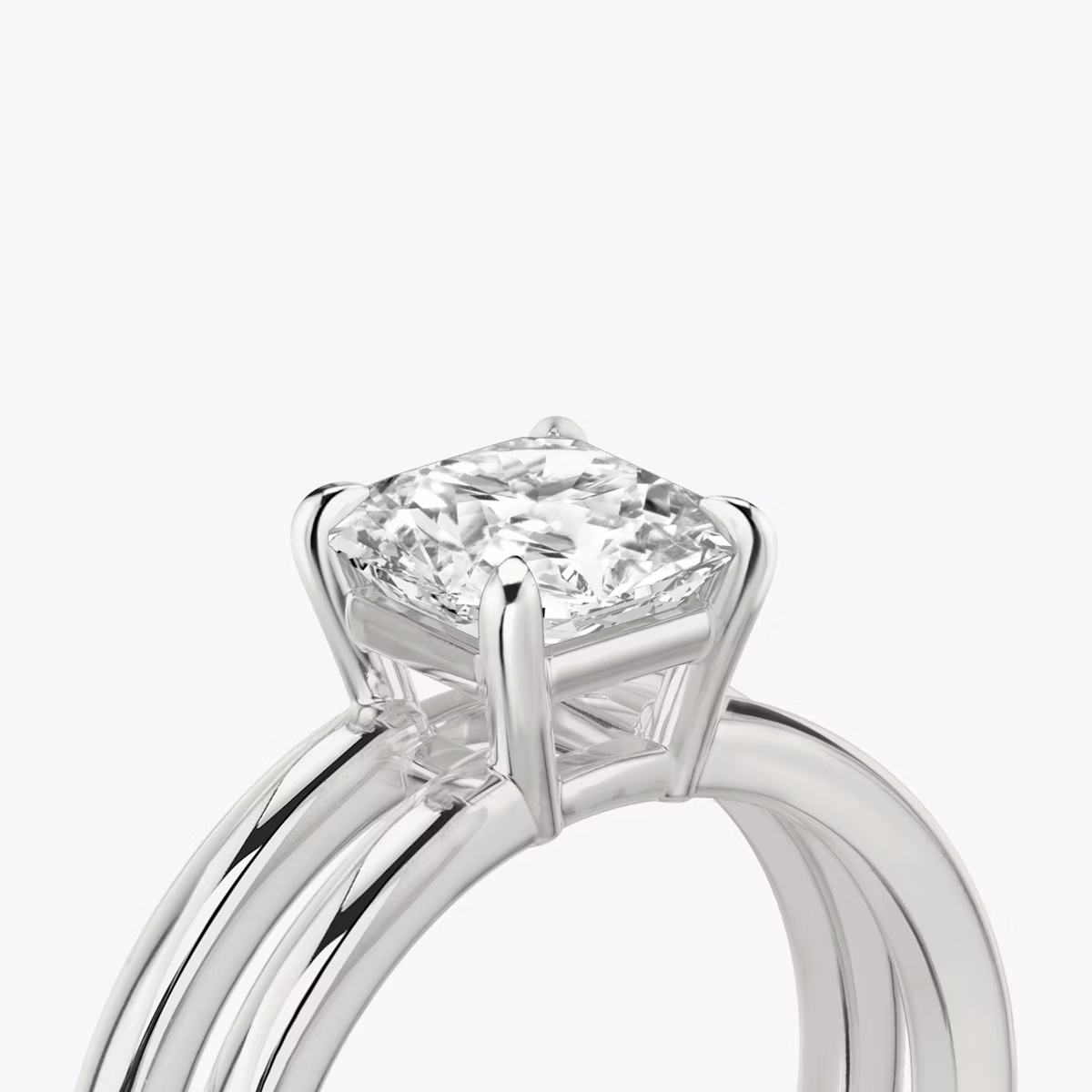 The Double Band | Asscher | 18k | White Gold | bandAccent: Plain | diamondOrientation: vertical | caratWeight: other