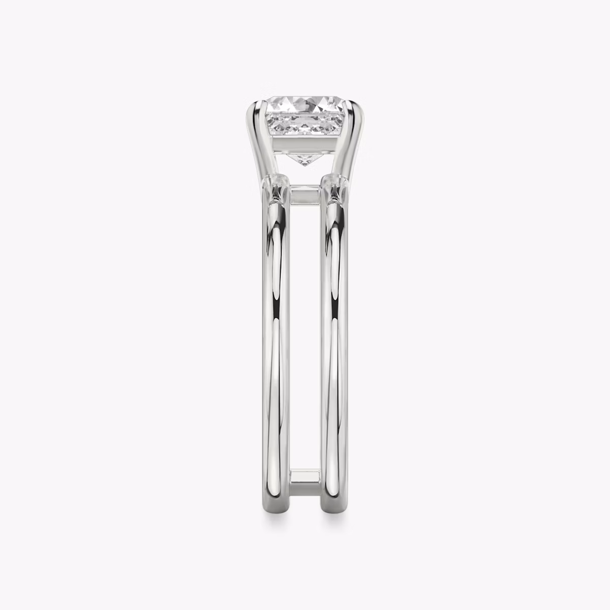 The Double Band | Asscher | 18k | White Gold | bandAccent: Plain | diamondOrientation: vertical | caratWeight: other