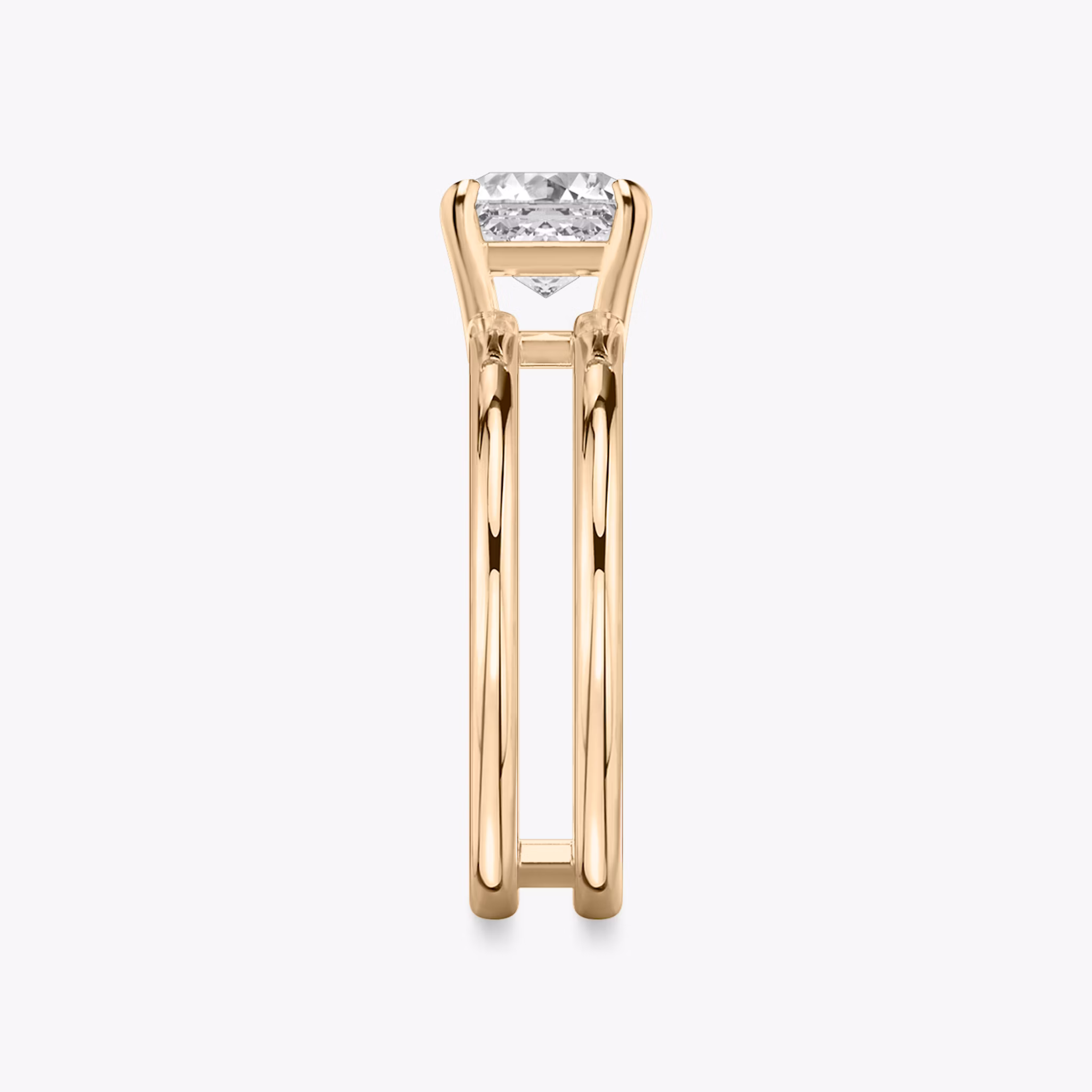 The Double Band | Asscher | 14k | Rose Gold | bandAccent: Plain | diamondOrientation: vertical | caratWeight: other