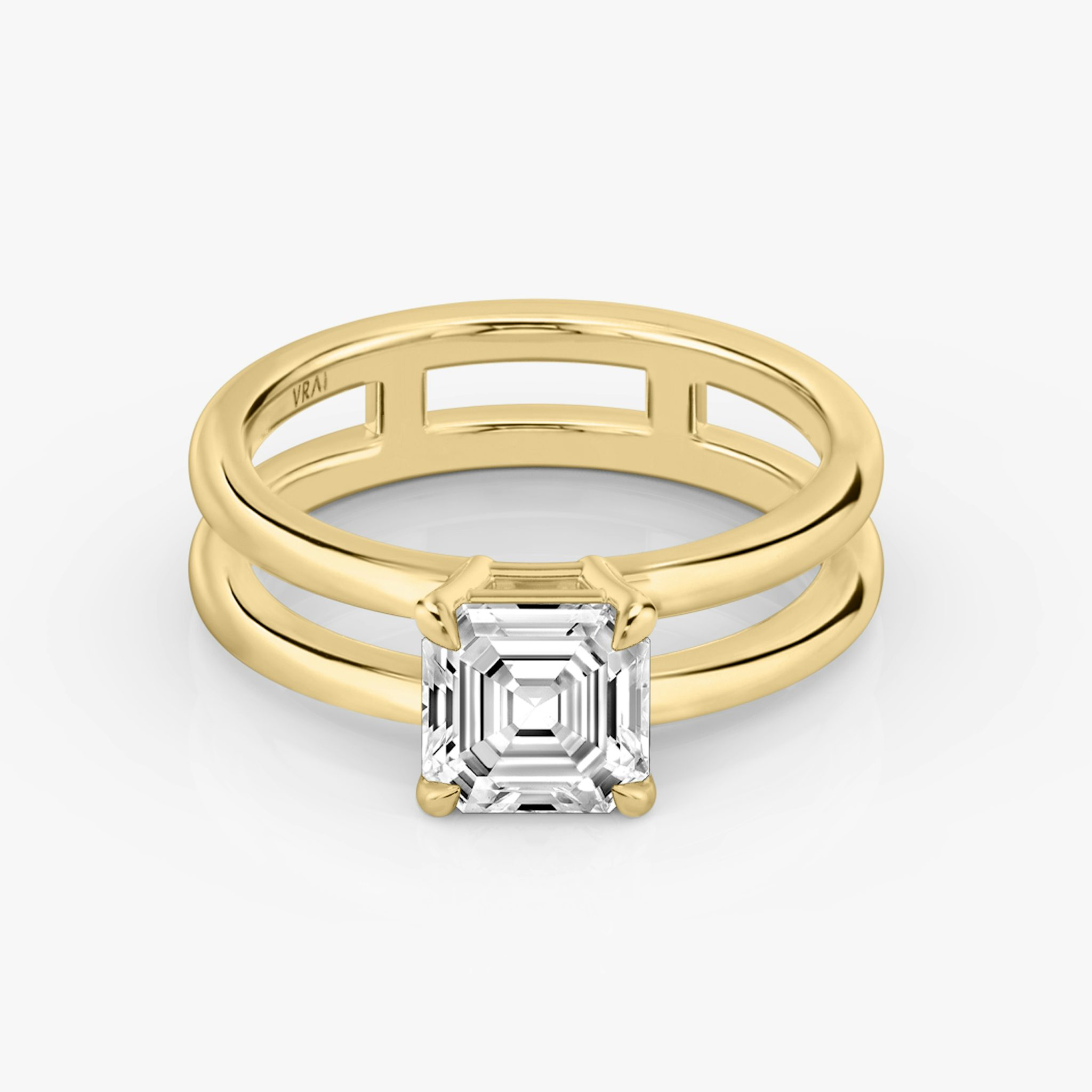 The Double Band | Asscher | 18k | Yellow Gold | bandAccent: Plain | diamondOrientation: vertical | caratWeight: other