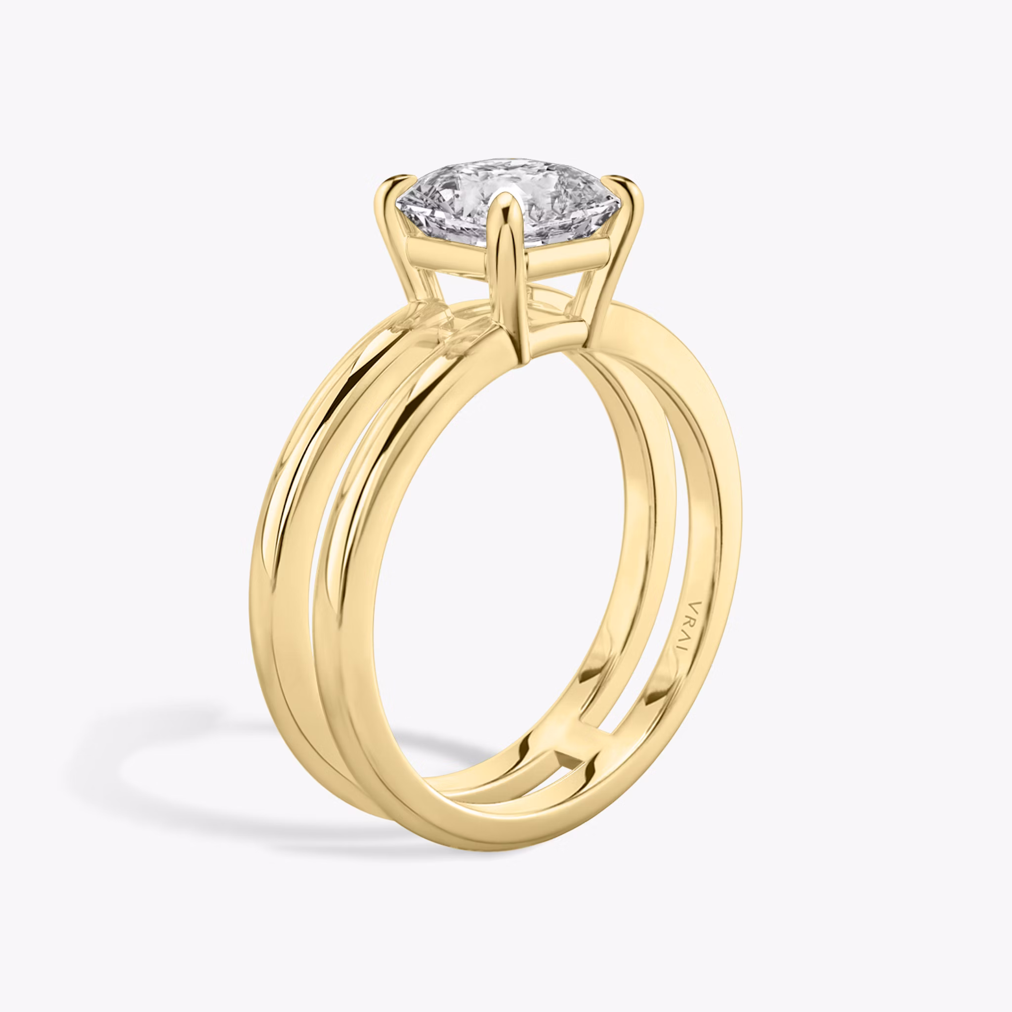 The Double Band | Asscher | 18k | Yellow Gold | bandAccent: Plain | diamondOrientation: vertical | caratWeight: other