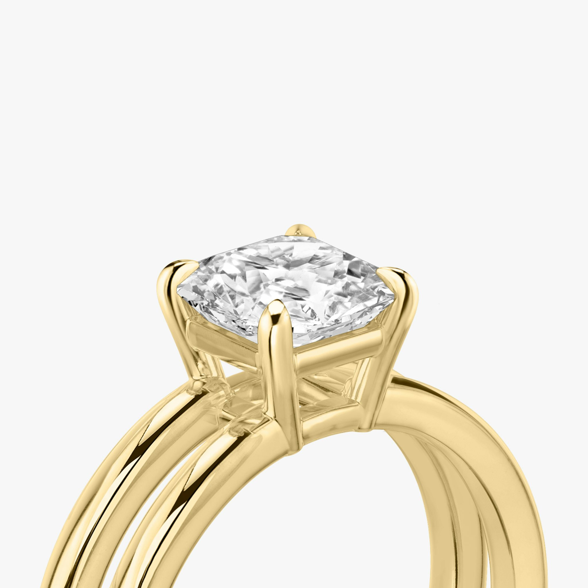 The Double Band | Asscher | 18k | Yellow Gold | bandAccent: Plain | diamondOrientation: vertical | caratWeight: other