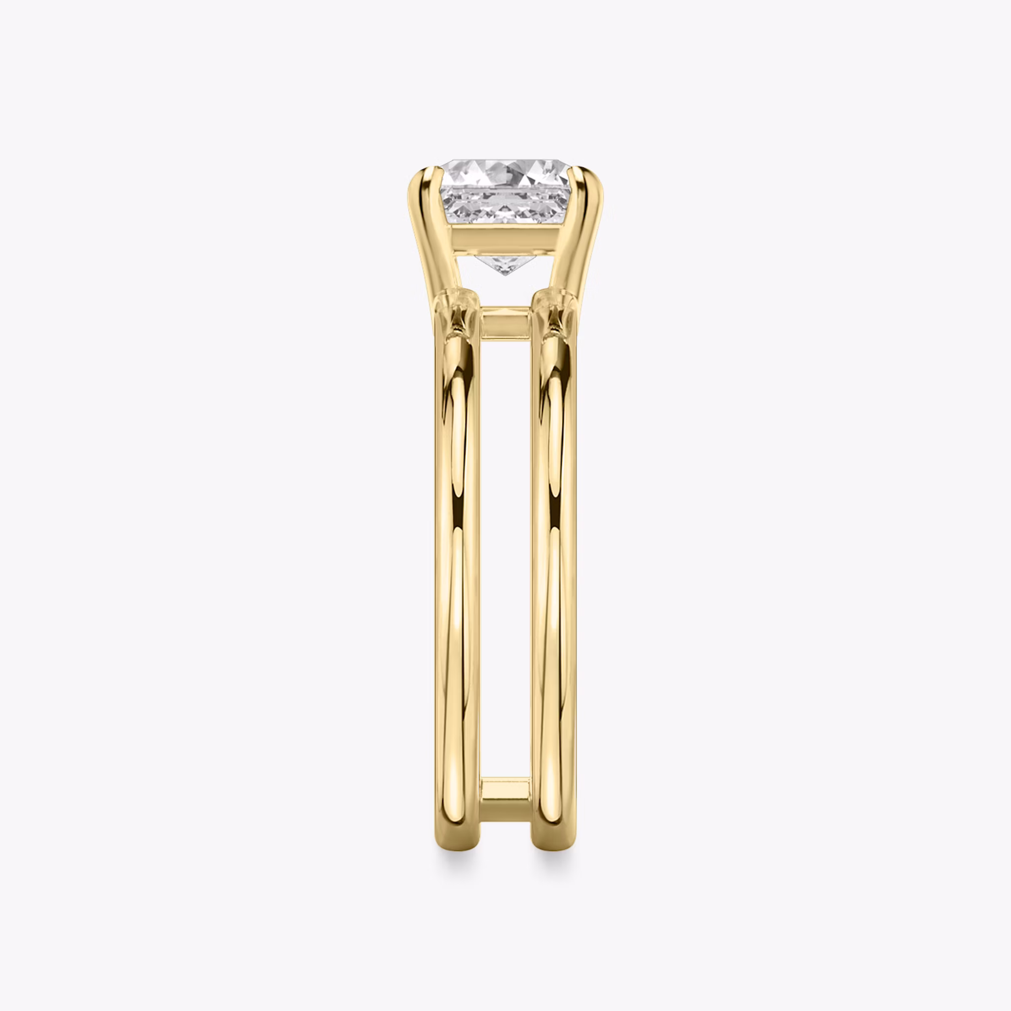 The Double Band | Asscher | 18k | Yellow Gold | bandAccent: Plain | diamondOrientation: vertical | caratWeight: other