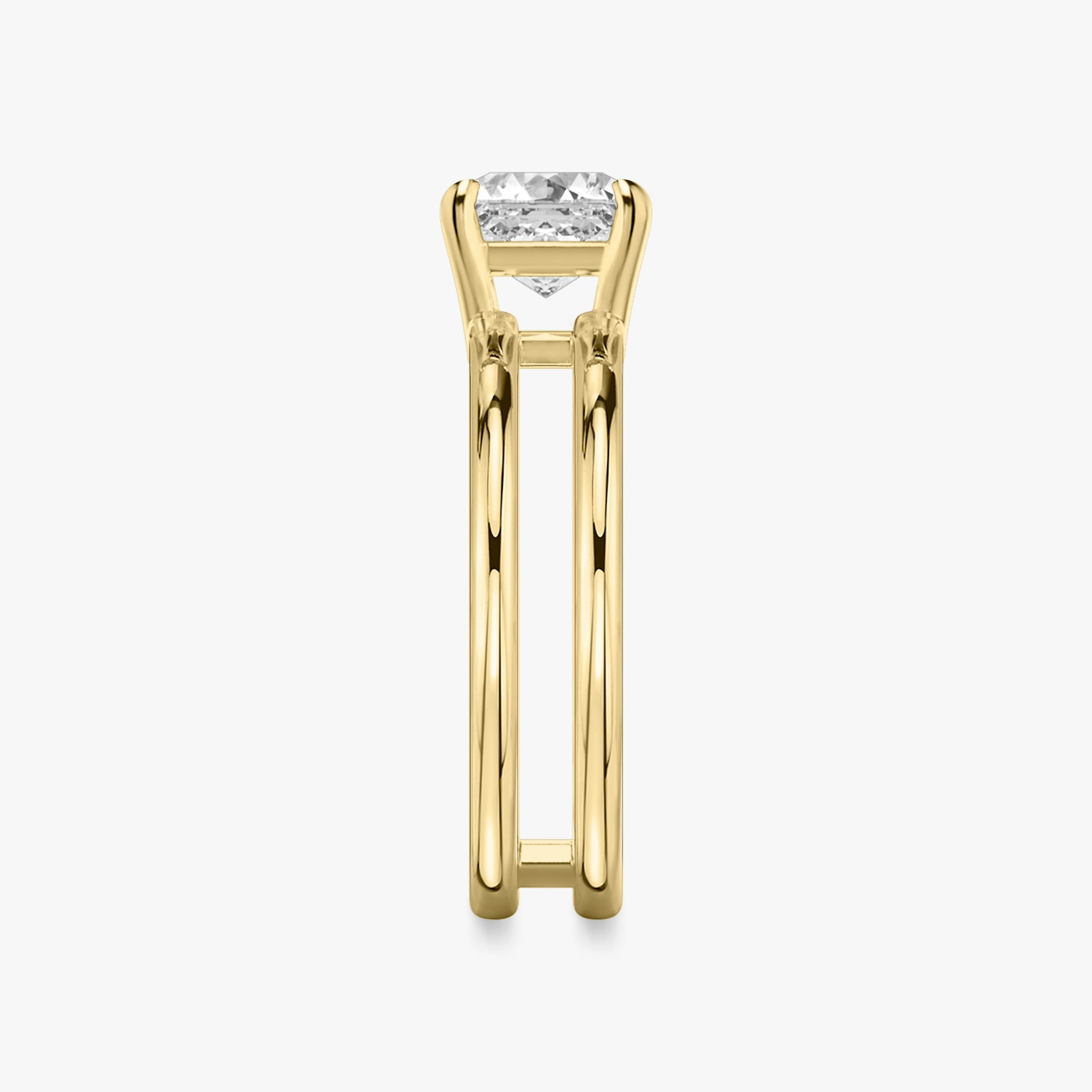 The Double Band | Asscher | 18k | Yellow Gold | bandAccent: Plain | diamondOrientation: vertical | caratWeight: other