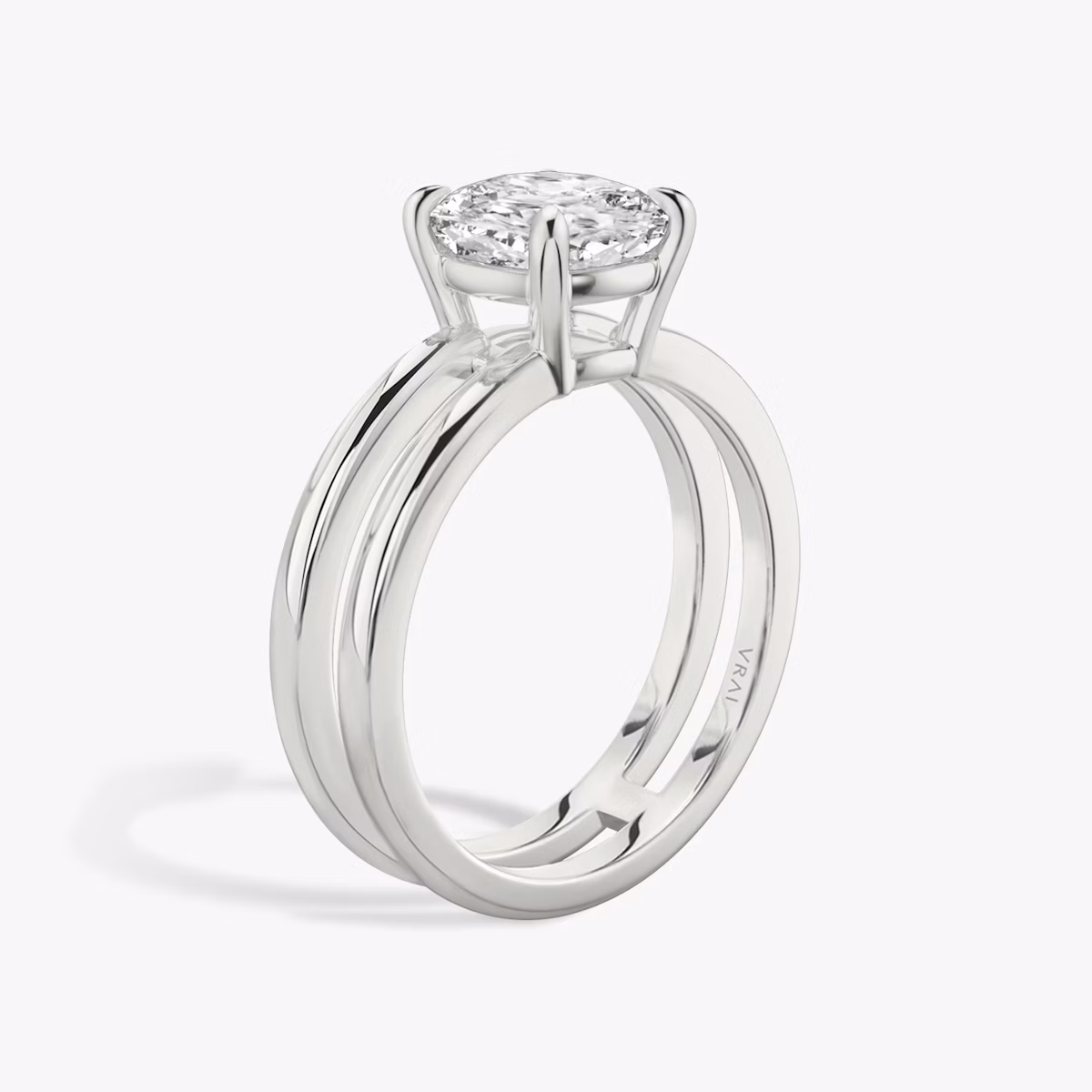 The Double Band | Cushion | 18k | White Gold | bandAccent: Plain | diamondOrientation: vertical | caratWeight: other