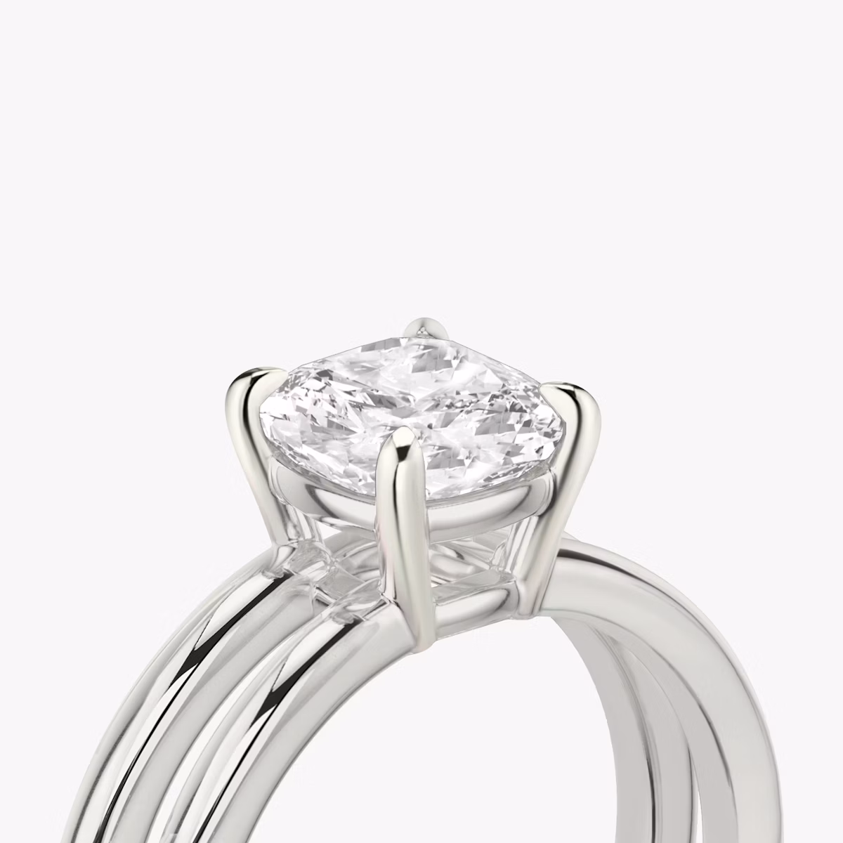 The Double Band | Cushion | 18k | White Gold | bandAccent: Plain | diamondOrientation: vertical | caratWeight: other