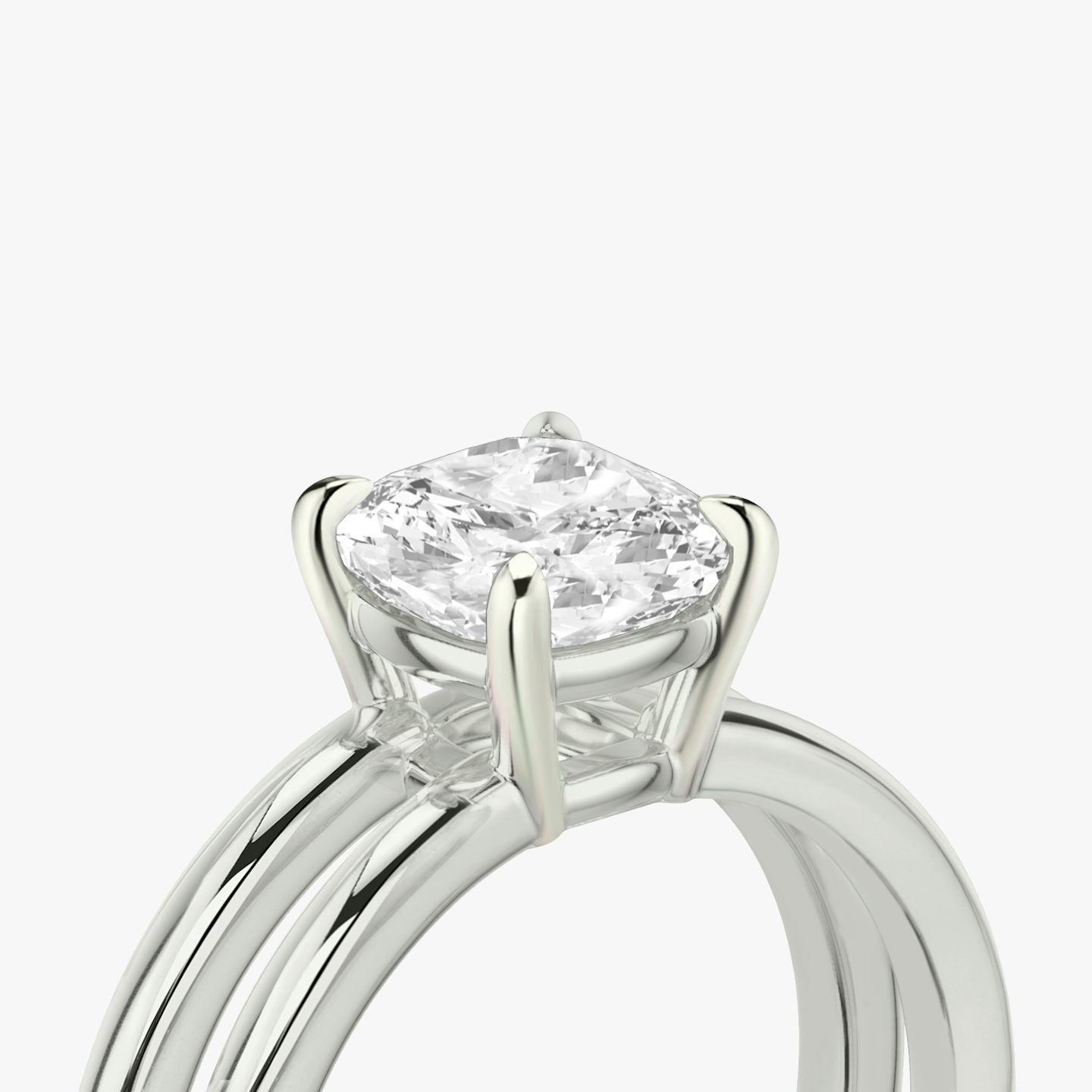 The Double Band | Cushion | Platinum | bandAccent: Plain | diamondOrientation: vertical | caratWeight: other