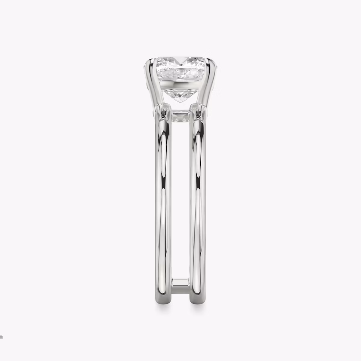 The Double Band | Cushion | 18k | White Gold | bandAccent: Plain | diamondOrientation: vertical | caratWeight: other