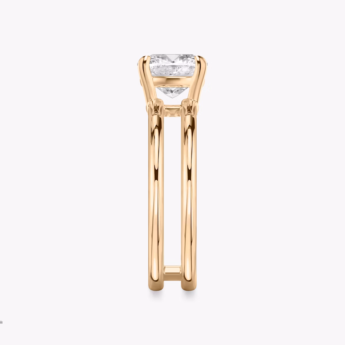 The Double Band | Cushion | 14k | Rose Gold | bandAccent: Plain | diamondOrientation: vertical | caratWeight: other