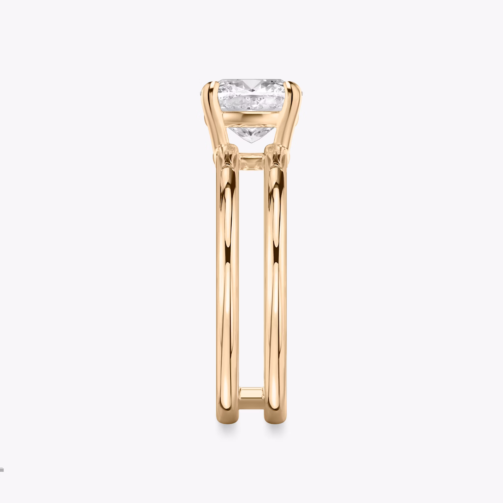 The Double Band | Cushion | 14k | Rose Gold | bandAccent: Plain | diamondOrientation: vertical | caratWeight: other