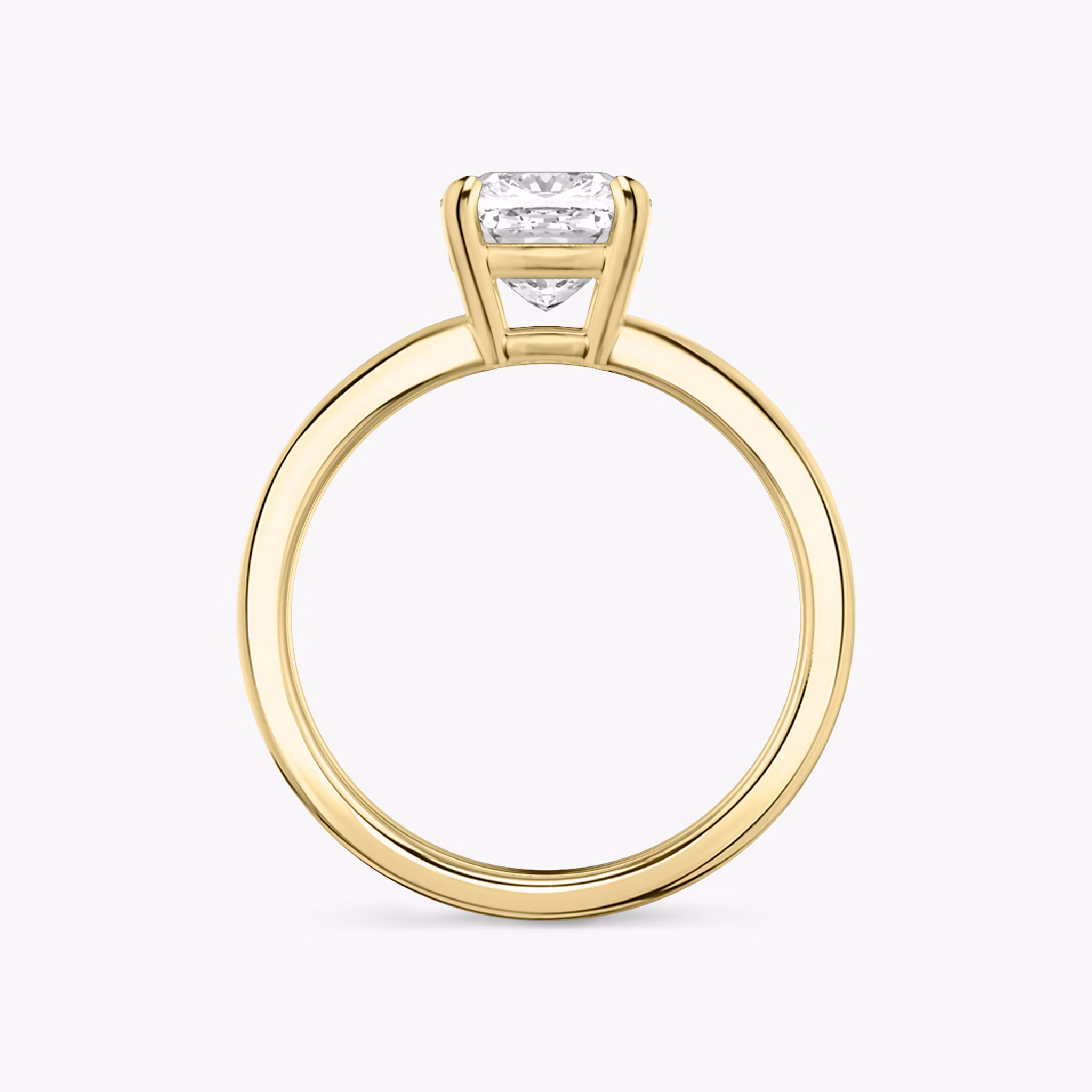 The Double Band | Cushion | 18k | Yellow Gold | bandAccent: Plain | diamondOrientation: vertical | caratWeight: other