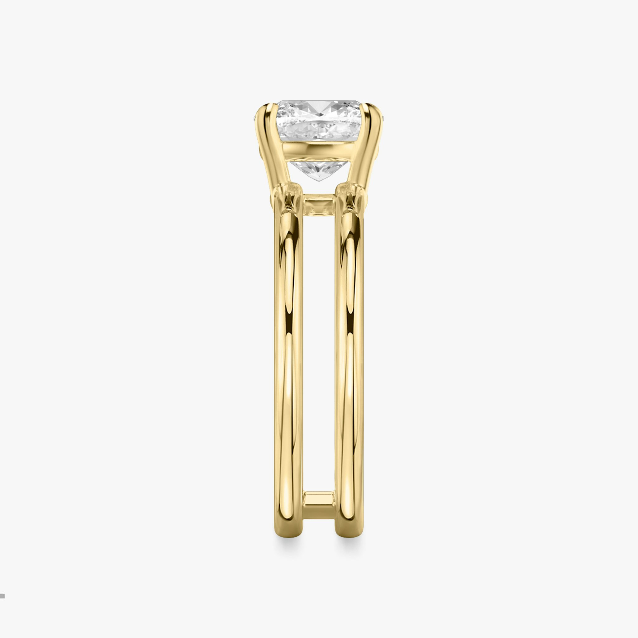 The Double Band | Cushion | 18k | Yellow Gold | bandAccent: Plain | diamondOrientation: vertical | caratWeight: other