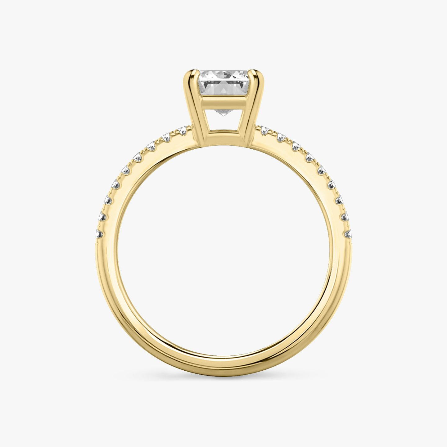 The Double Band | Emerald | 18k | Yellow Gold | bandAccent: Pavé | bandStoneShape: Round Brilliant | diamondOrientation: vertical | caratWeight: other
