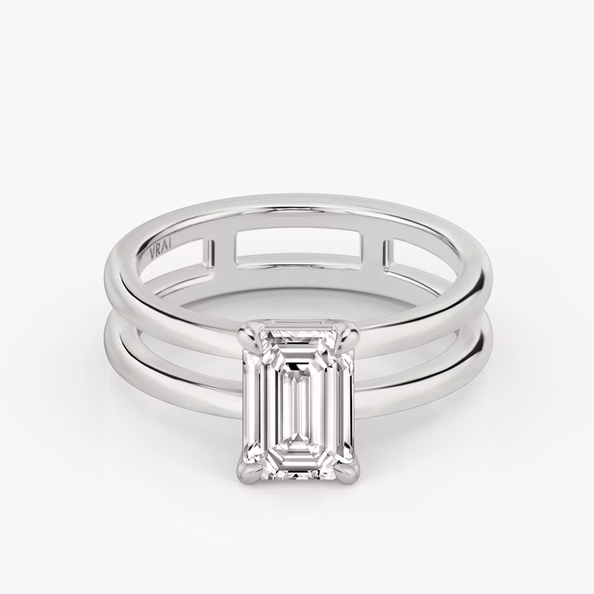 The Double Band | Emerald | Platinum | bandAccent: Plain | diamondOrientation: vertical | caratWeight: other