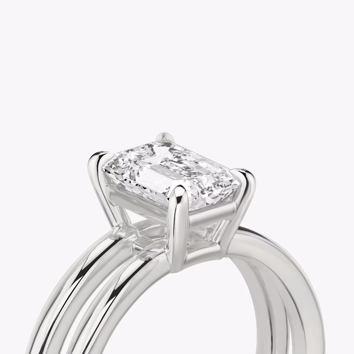 The Double Band | Emerald | Platinum | bandAccent: Plain | diamondOrientation: vertical | caratWeight: other