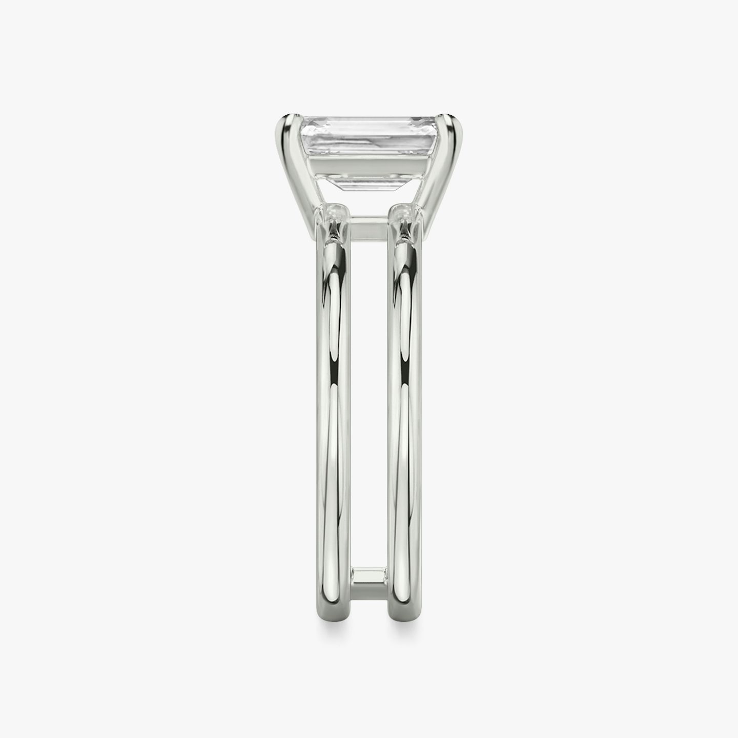 The Double Band | Emerald | 18k | White Gold | bandAccent: Plain | diamondOrientation: vertical | caratWeight: other