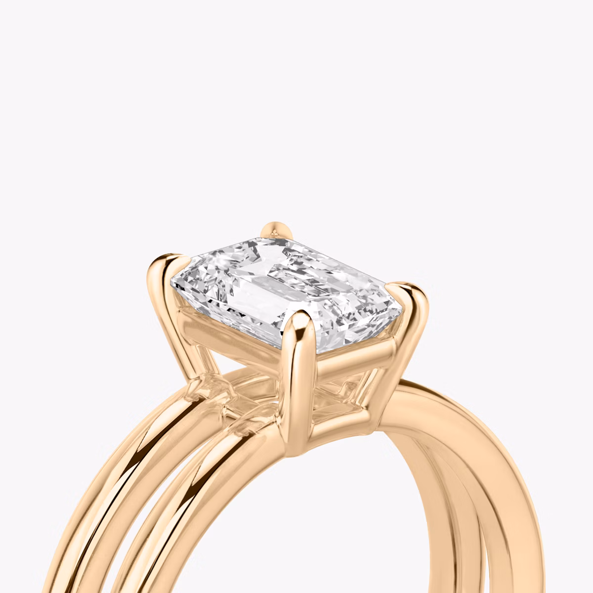 The Double Band | Emerald | 14k | Rose Gold | bandAccent: Plain | diamondOrientation: vertical | caratWeight: other