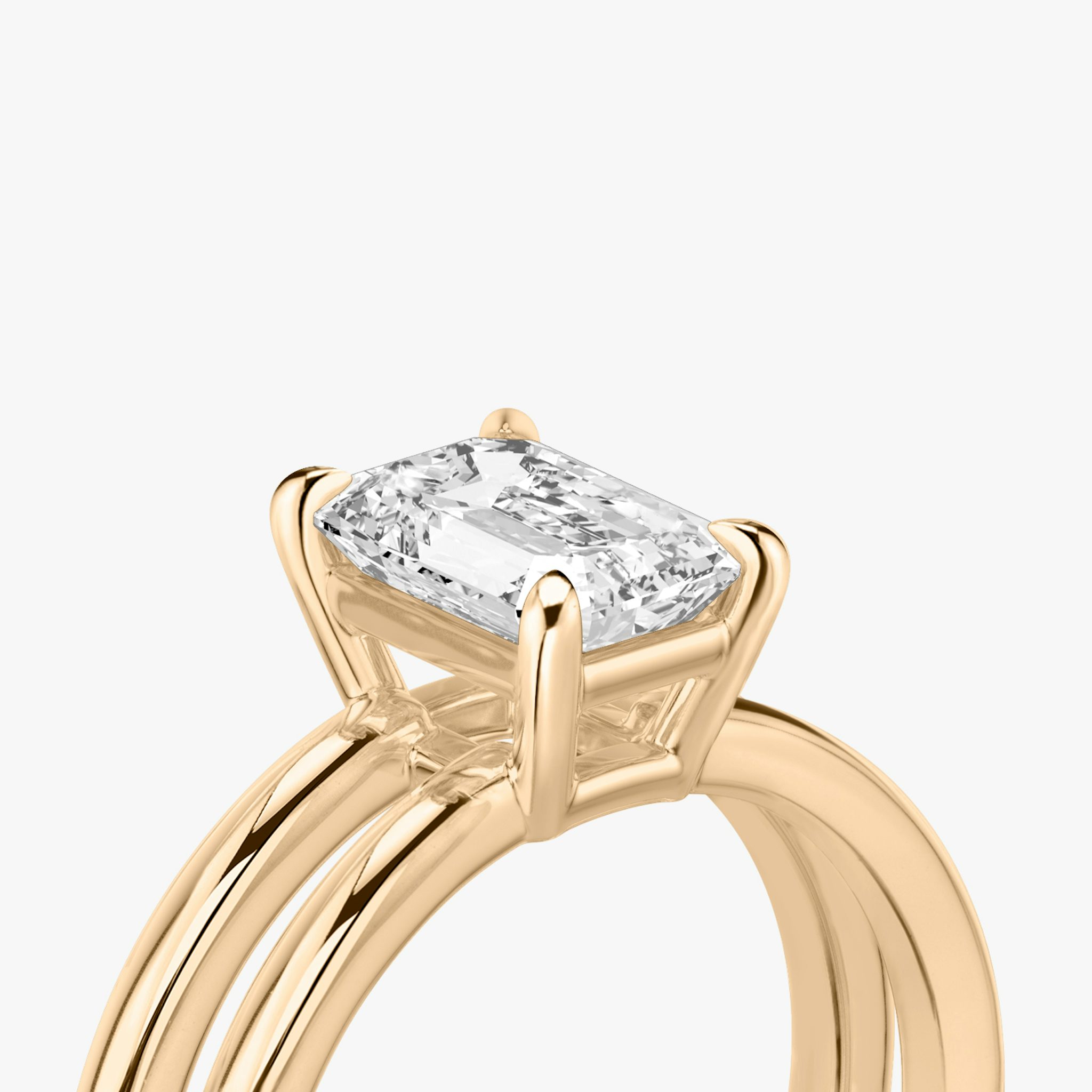 The Double Band | Emerald | 14k | Rose Gold | bandAccent: Plain | diamondOrientation: vertical | caratWeight: other