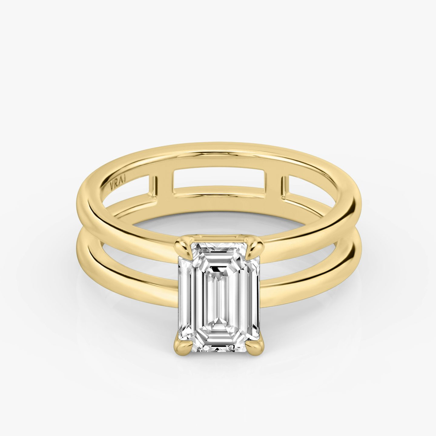 Bague de fiançailles Double Band | Émeraude | 18k | Or jaune | bandAccent: Simple | diamondOrientation: vertical | caratWeight: other