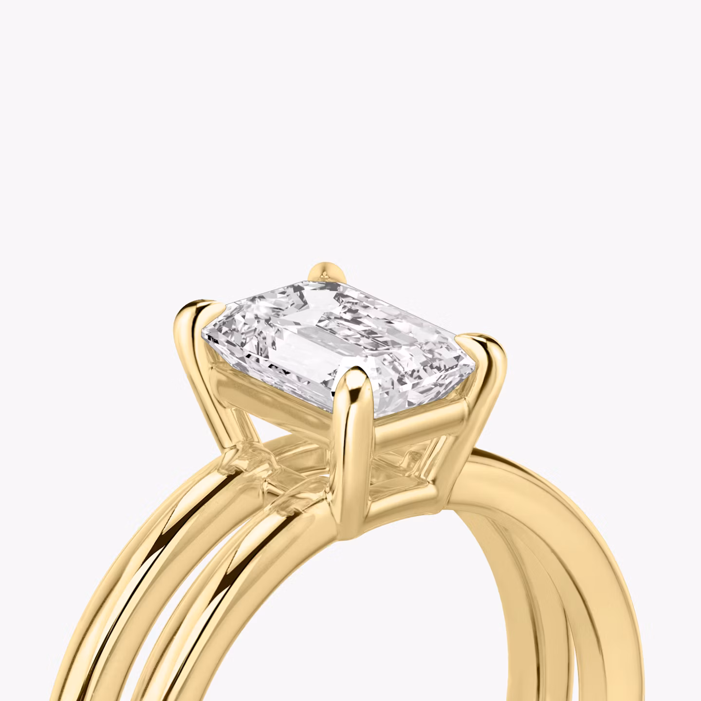 Bague de fiançailles Double Band | Émeraude | 18k | Or jaune | bandAccent: Simple | diamondOrientation: vertical | caratWeight: other