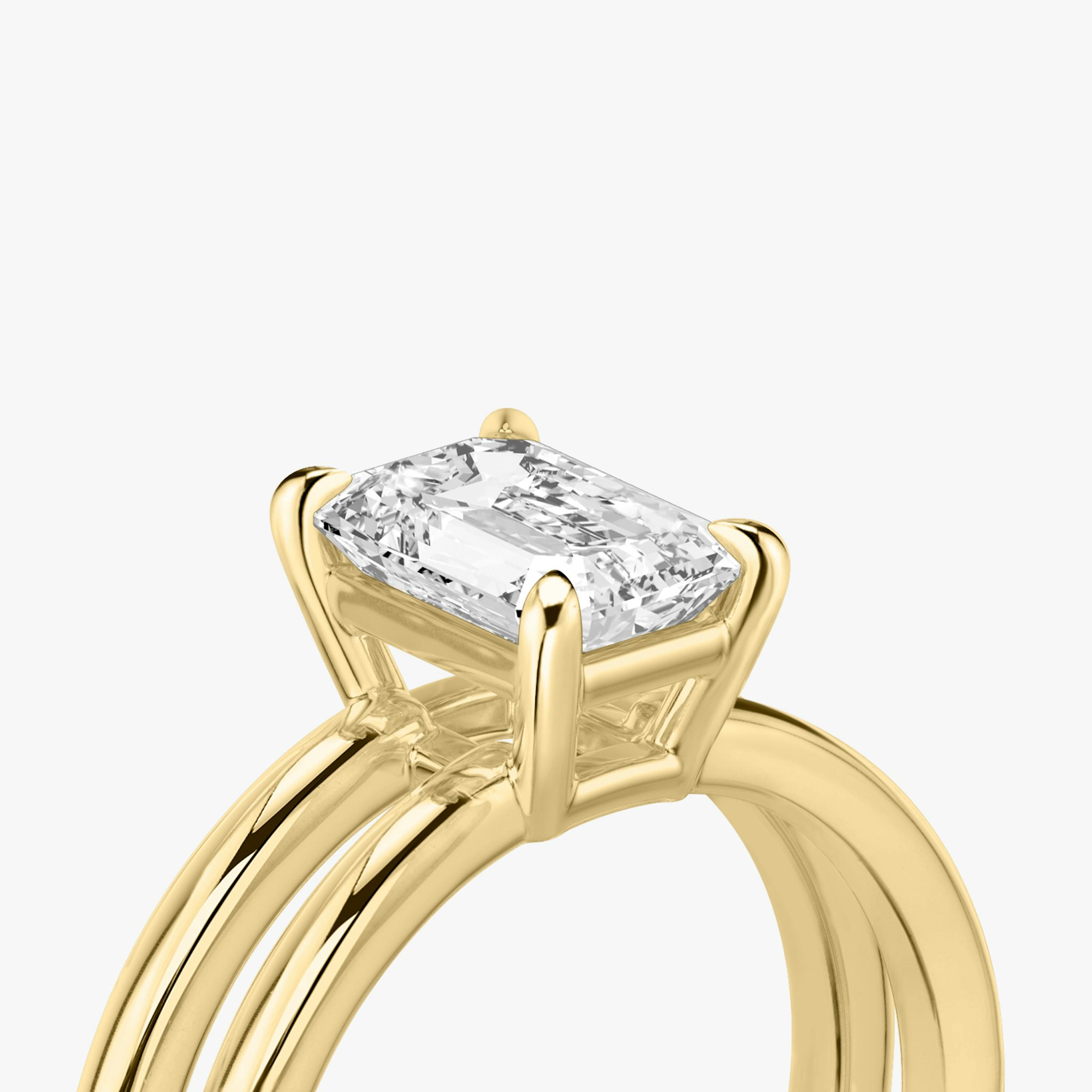 The Double Band | Emerald | 18k | Yellow Gold | bandAccent: Plain | diamondOrientation: vertical | caratWeight: other