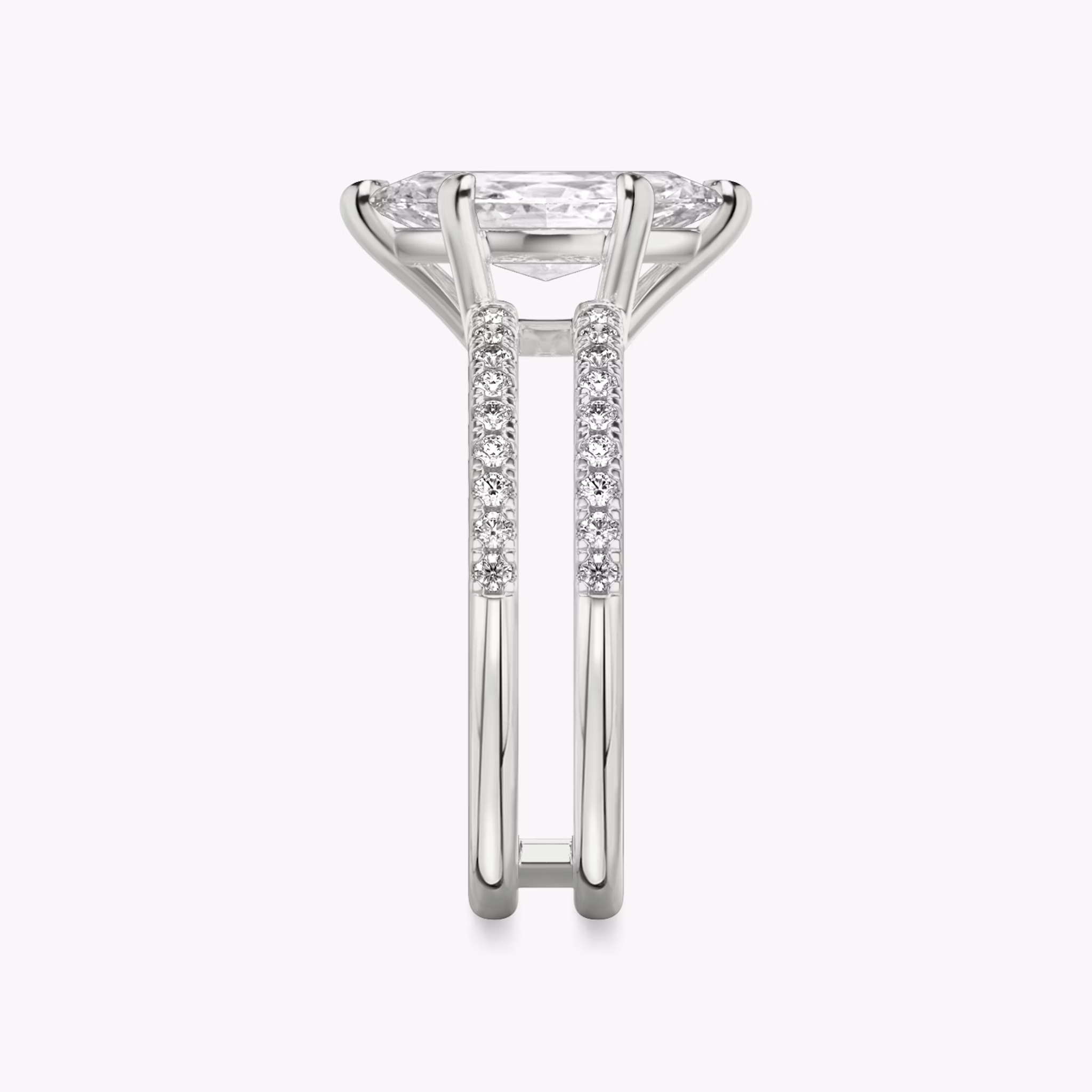 The Double Band | Marquise | Platinum | bandAccent: Pavé | bandStoneShape: Round Brilliant | diamondOrientation: vertical | caratWeight: other