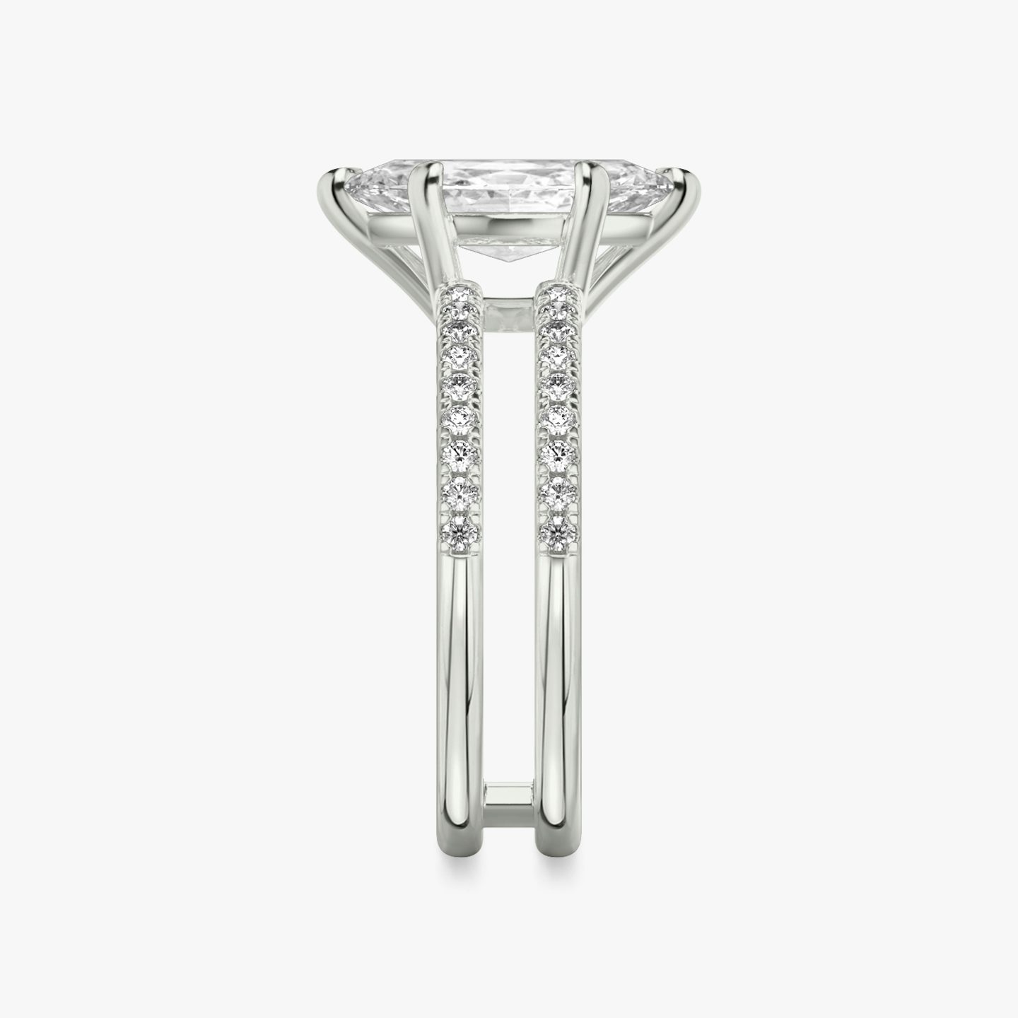 The Double Band | Marquise | 18k | White Gold | bandAccent: Pavé | bandStoneShape: Round Brilliant | diamondOrientation: vertical | caratWeight: other