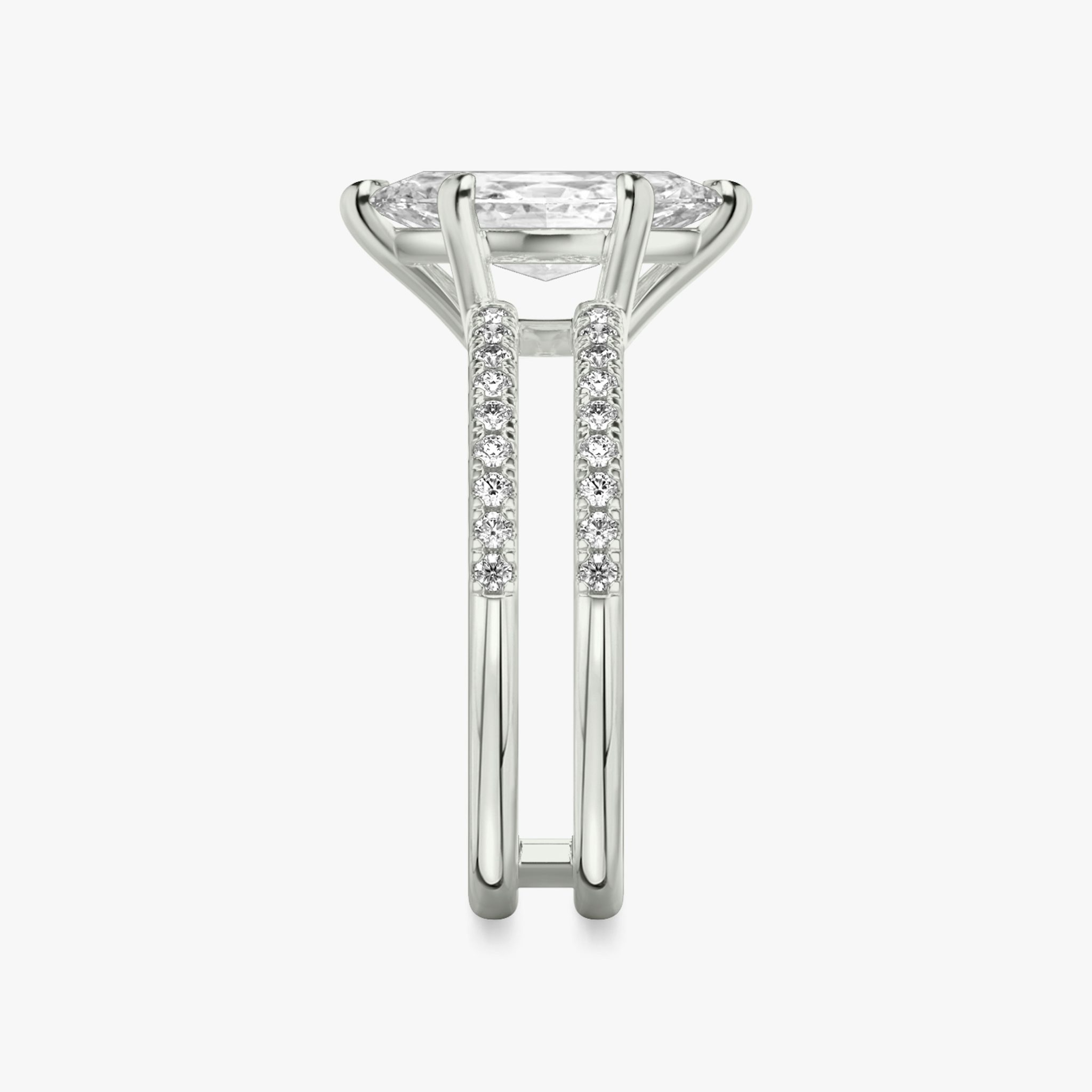 The Double Band | Marquise | Platinum | bandAccent: Pavé | bandStoneShape: Round Brilliant | diamondOrientation: vertical | caratWeight: other