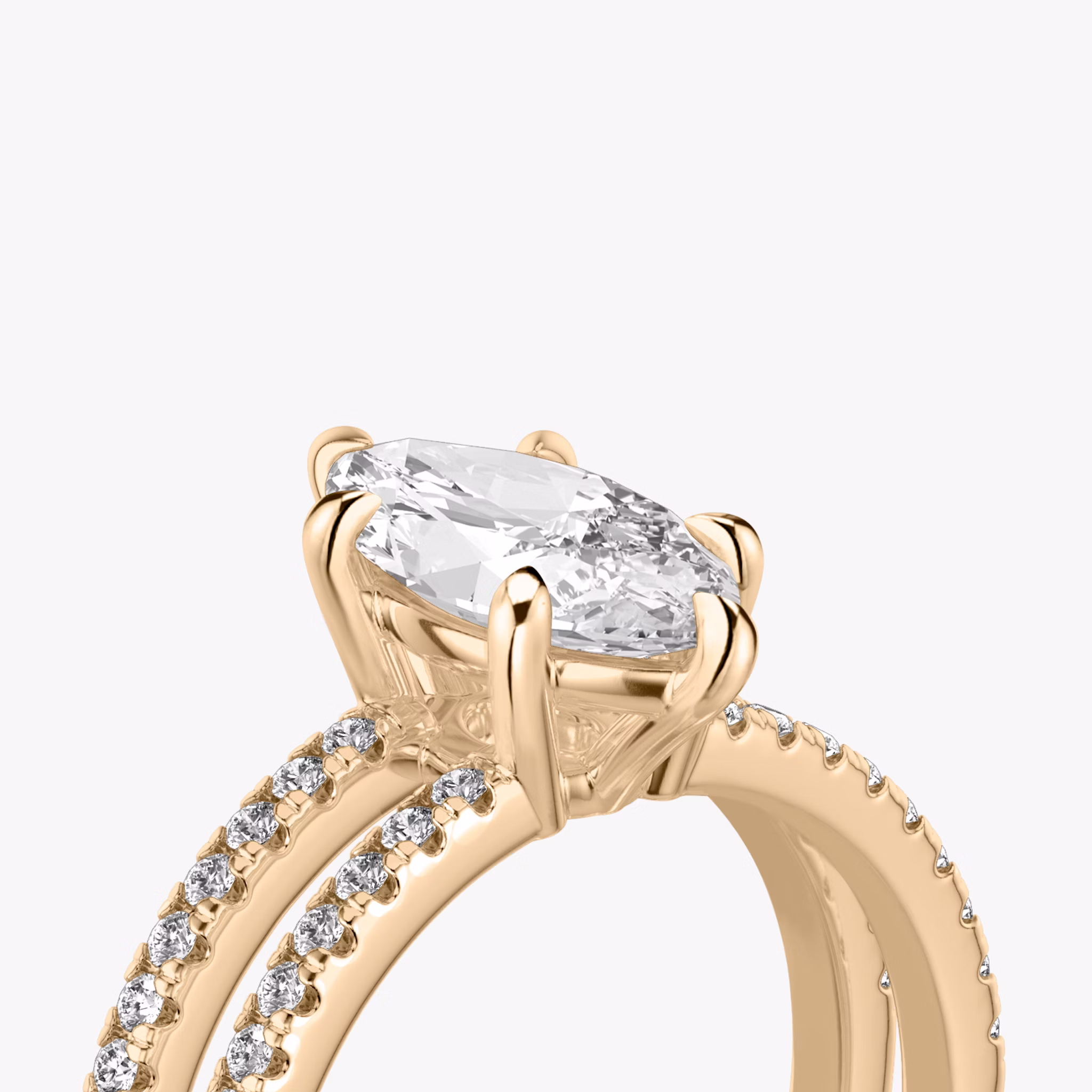 The Double Band | Marquise | 14k | Rose Gold | bandAccent: Pavé | bandStoneShape: Round Brilliant | diamondOrientation: vertical | caratWeight: other