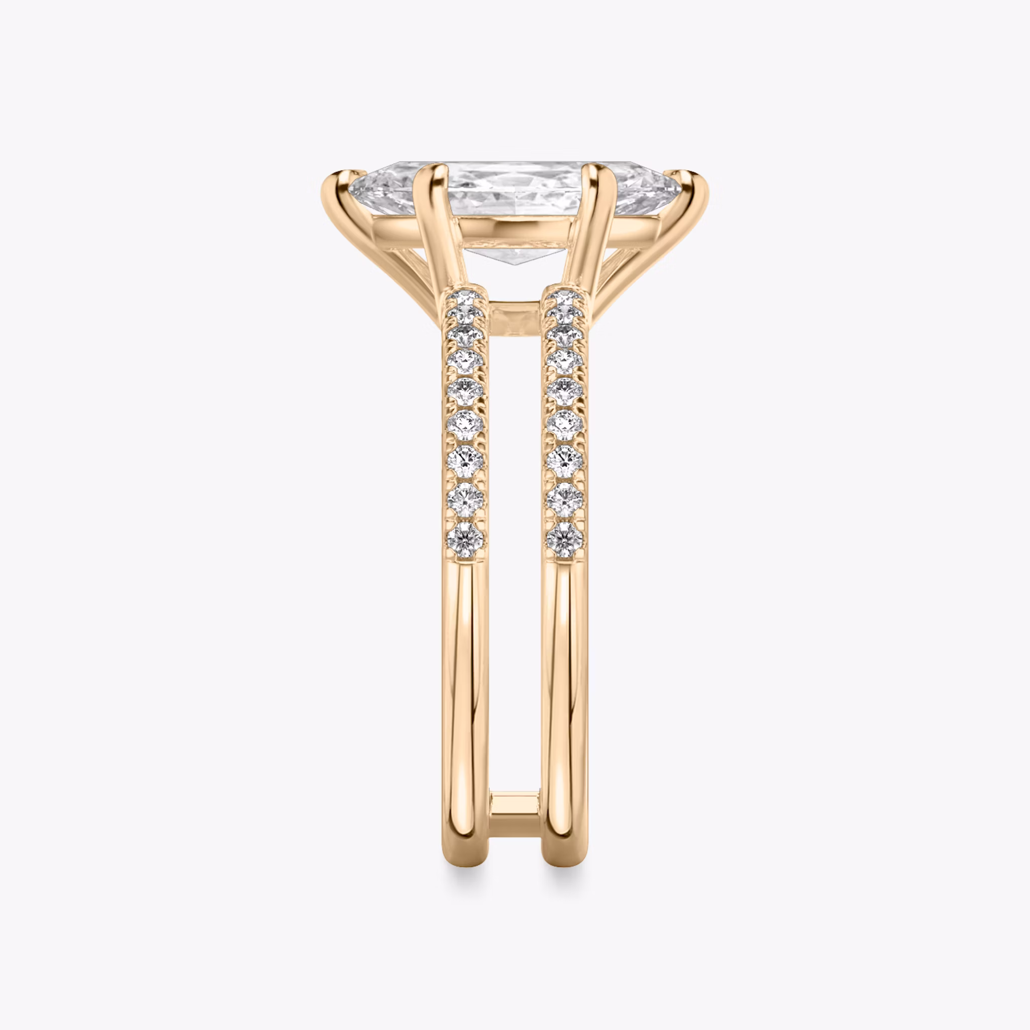 The Double Band | Marquise | 14k | Rose Gold | bandAccent: Pavé | bandStoneShape: Round Brilliant | diamondOrientation: vertical | caratWeight: other