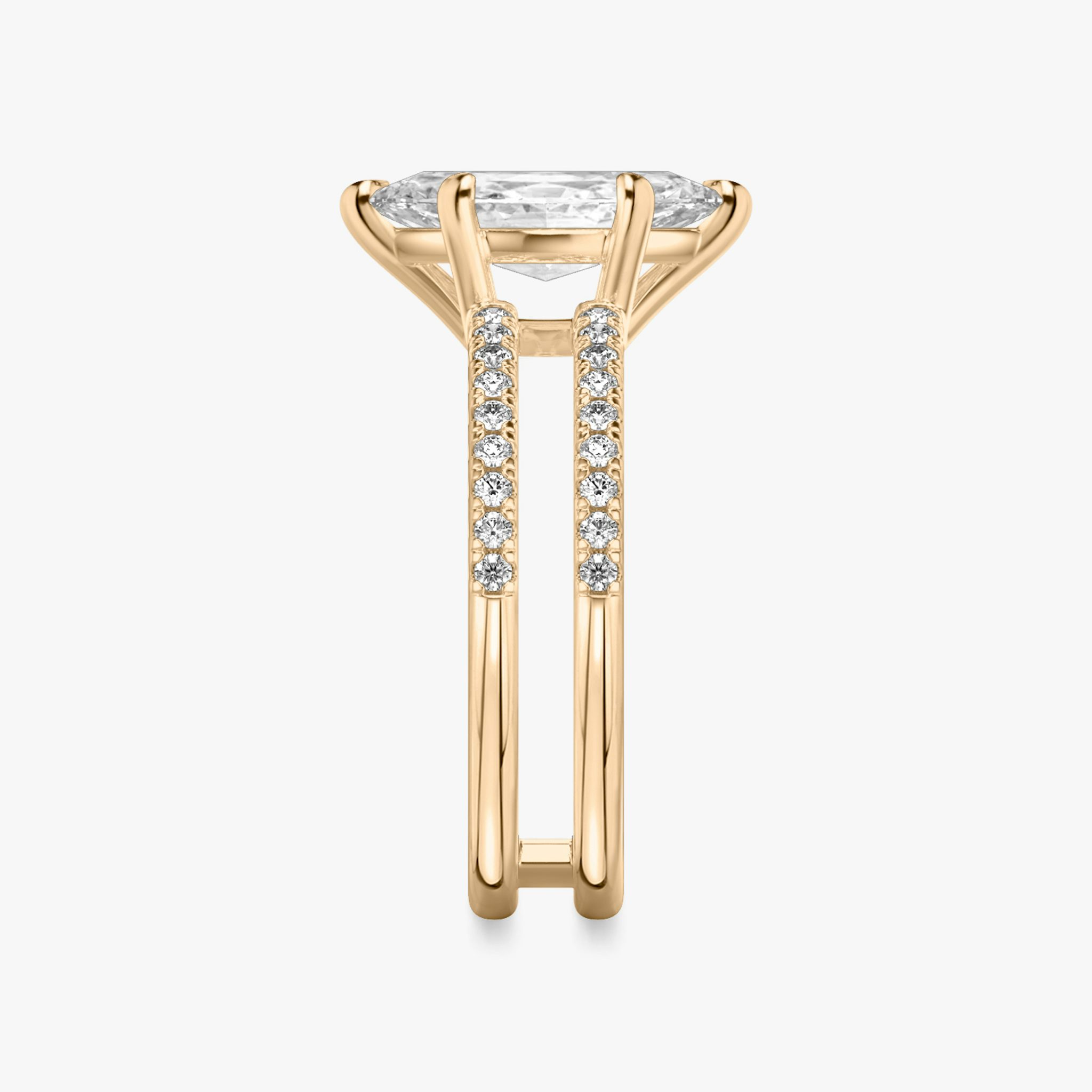 The Double Band | Marquise | 14k | Rose Gold | bandAccent: Pavé | bandStoneShape: Round Brilliant | diamondOrientation: vertical | caratWeight: other