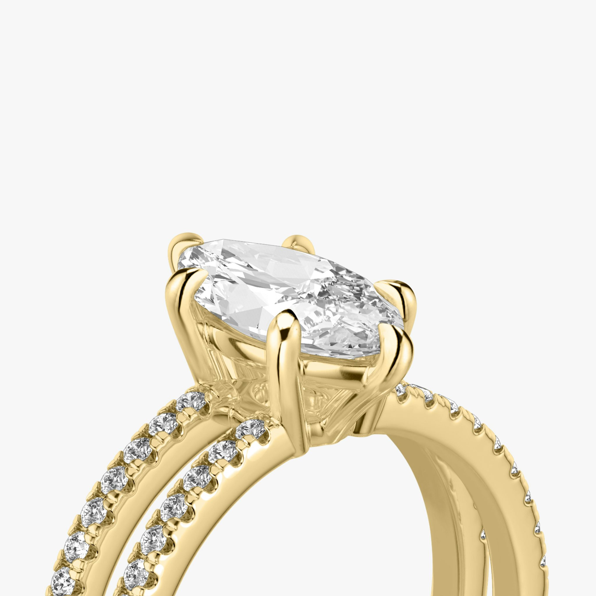 The Double Band | Marquise | 18k | Yellow Gold | bandAccent: Pavé | bandStoneShape: Round Brilliant | diamondOrientation: vertical | caratWeight: other