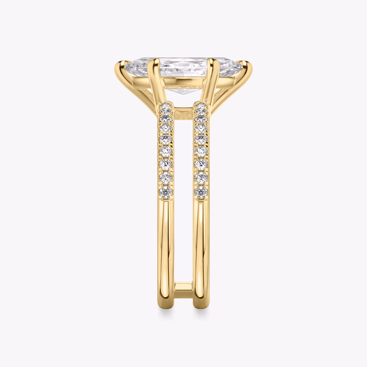 The Double Band | Marquise | 18k | Yellow Gold | bandAccent: Pavé | bandStoneShape: Round Brilliant | diamondOrientation: vertical | caratWeight: other