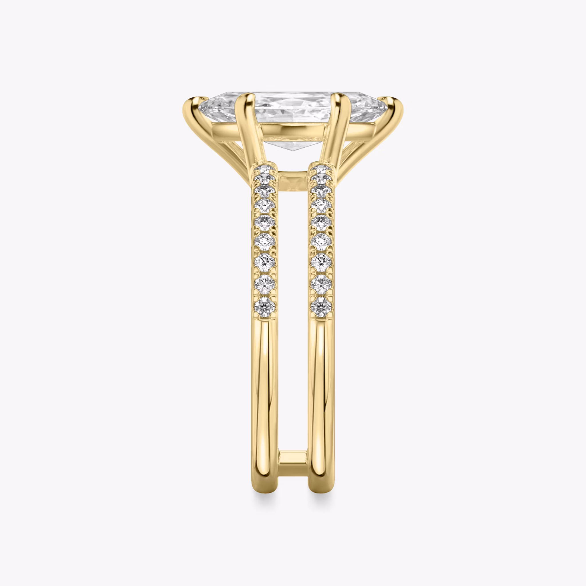 The Double Band | Marquise | 18k | Yellow Gold | bandAccent: Pavé | bandStoneShape: Round Brilliant | diamondOrientation: vertical | caratWeight: other