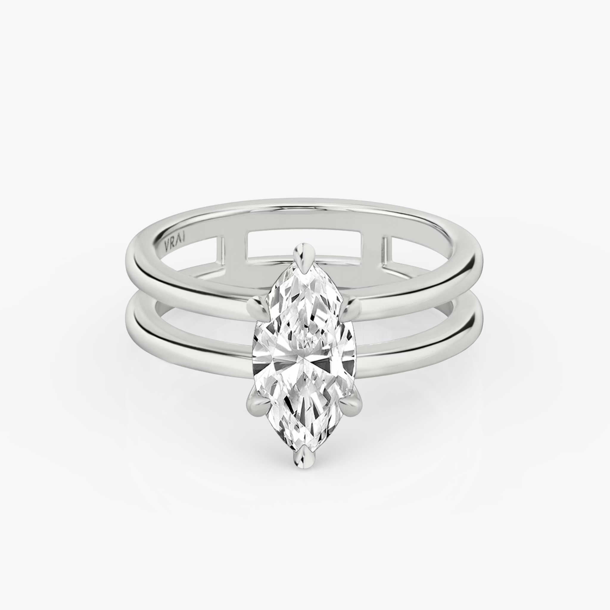 The Double Band | Marquise | 18k | White Gold | bandAccent: Plain | diamondOrientation: vertical | caratWeight: other