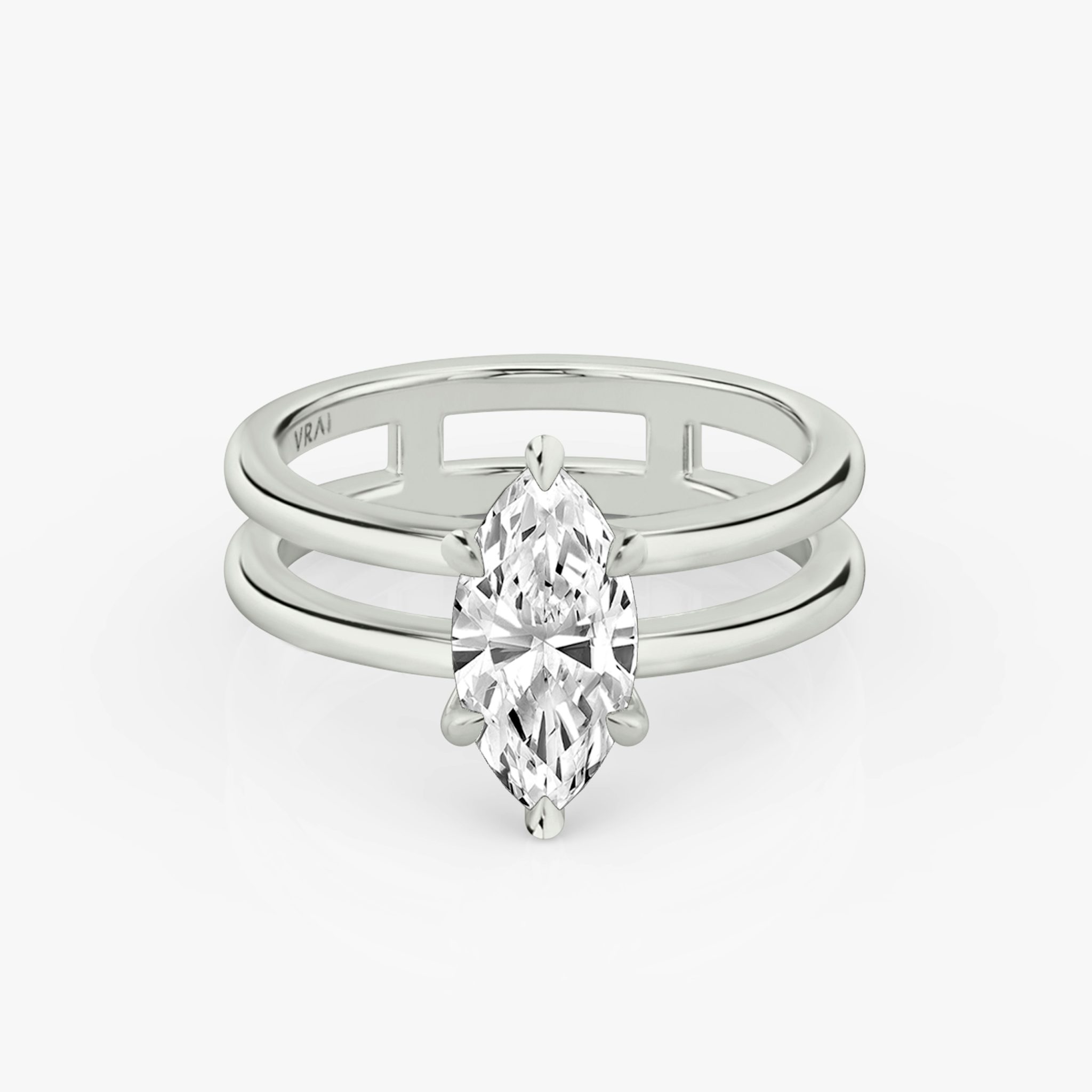 The Double Band | Marquise | 18k | White Gold | bandAccent: Plain | diamondOrientation: vertical | caratWeight: other