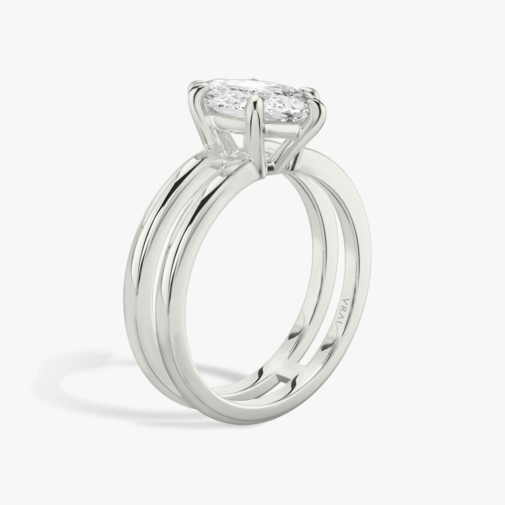 The Double Band | Marquise | 18k | White Gold | bandAccent: Plain | diamondOrientation: vertical | caratWeight: other