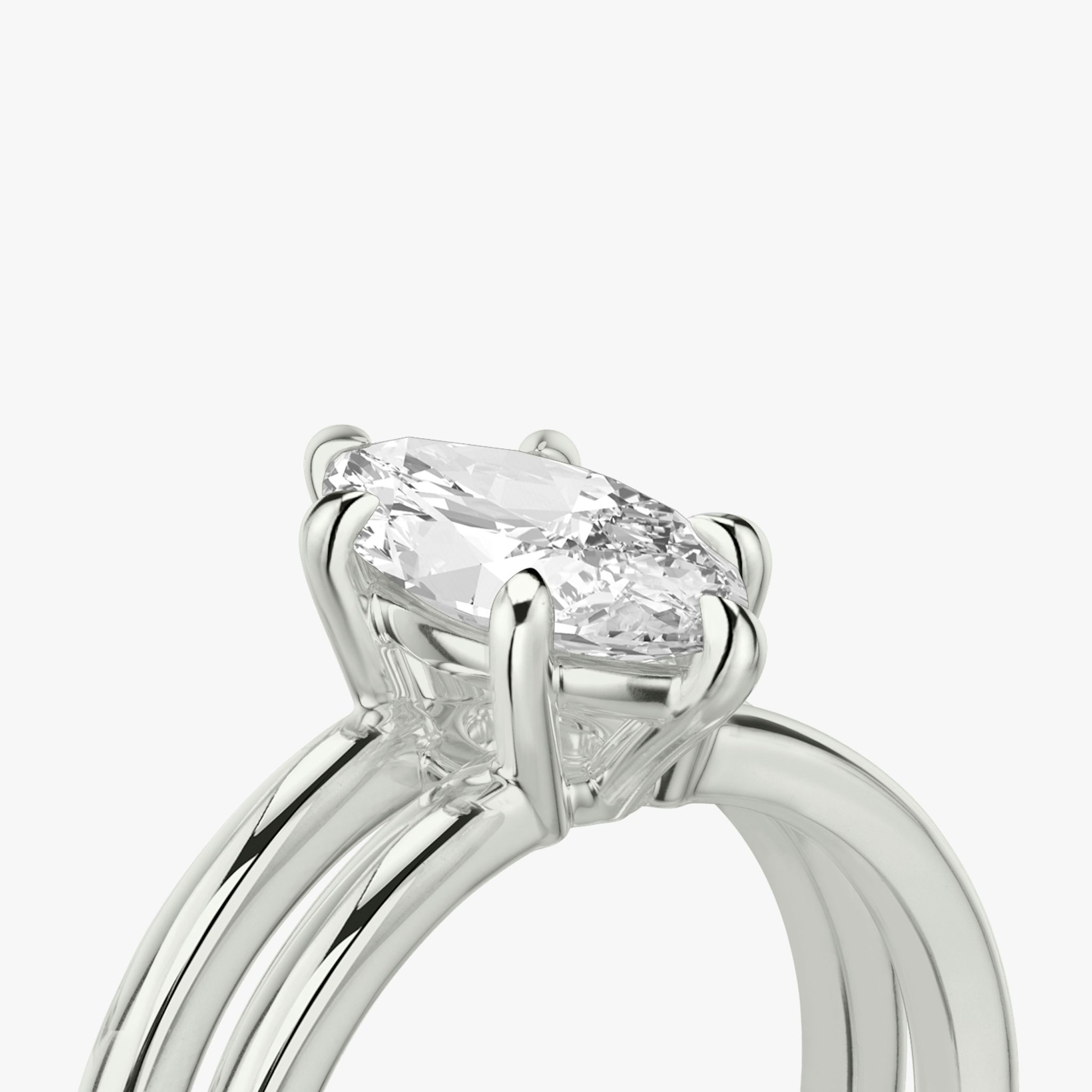 The Double Band | Marquise | 18k | White Gold | bandAccent: Plain | diamondOrientation: vertical | caratWeight: other