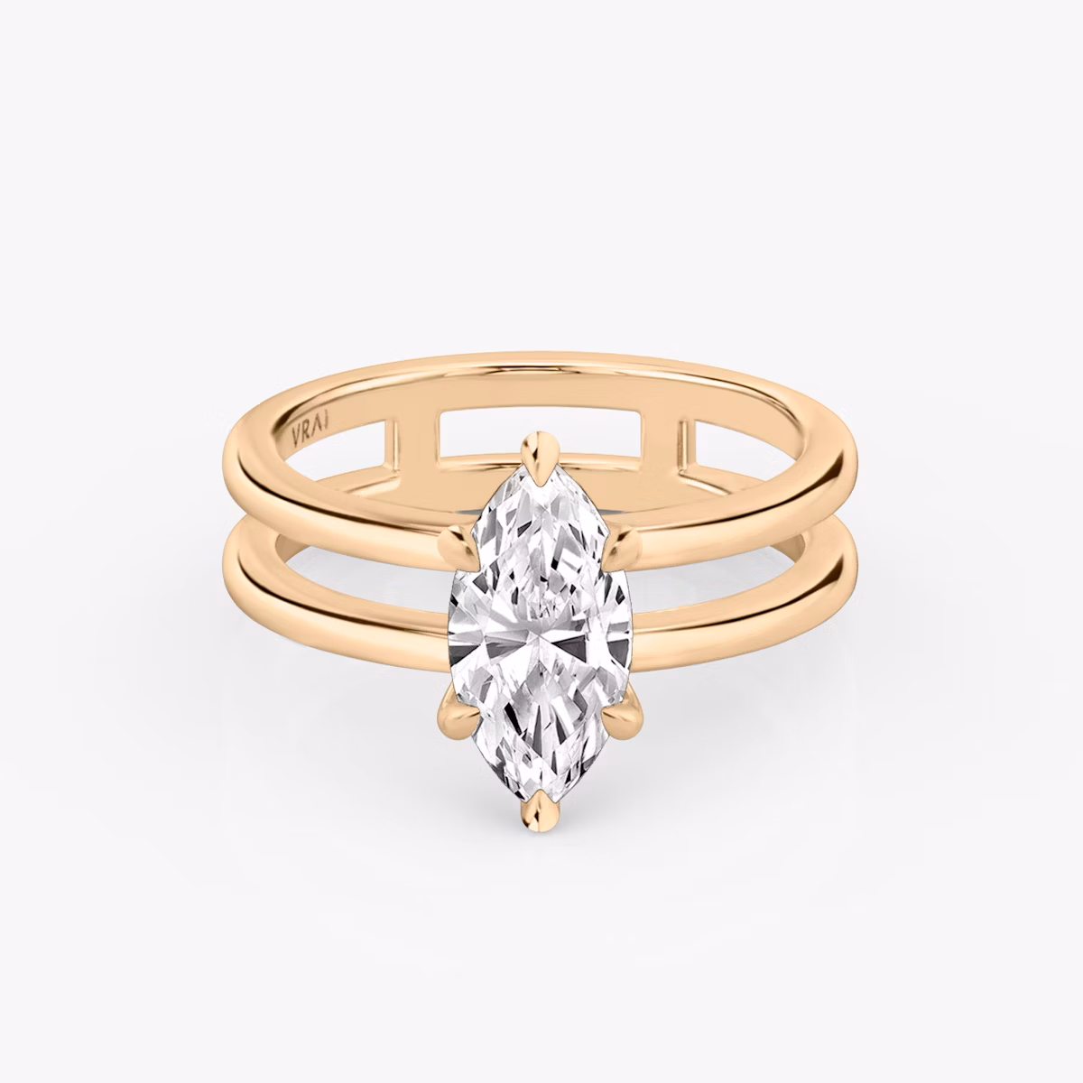 The Double Band | Marquise | 14k | Rose Gold | bandAccent: Plain | diamondOrientation: vertical | caratWeight: other