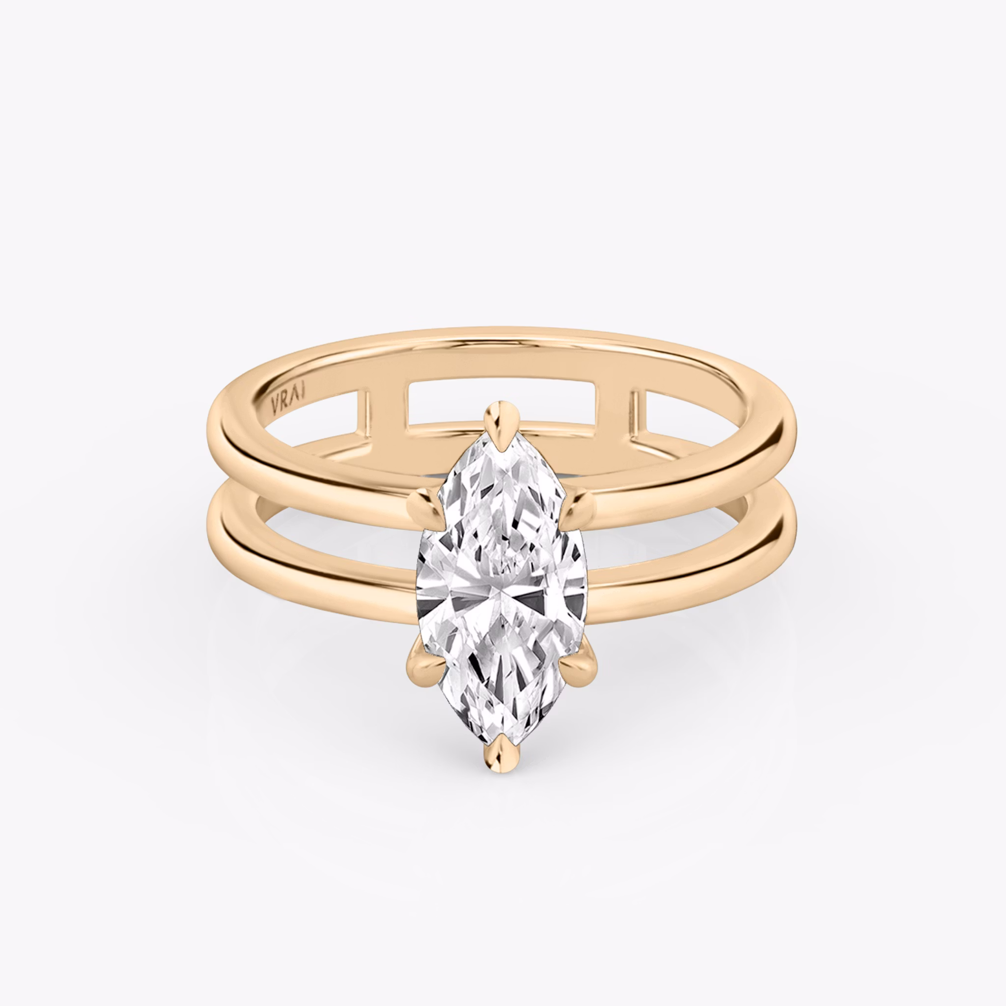 The Double Band | Marquise | 14k | Rose Gold | bandAccent: Plain | diamondOrientation: vertical | caratWeight: other