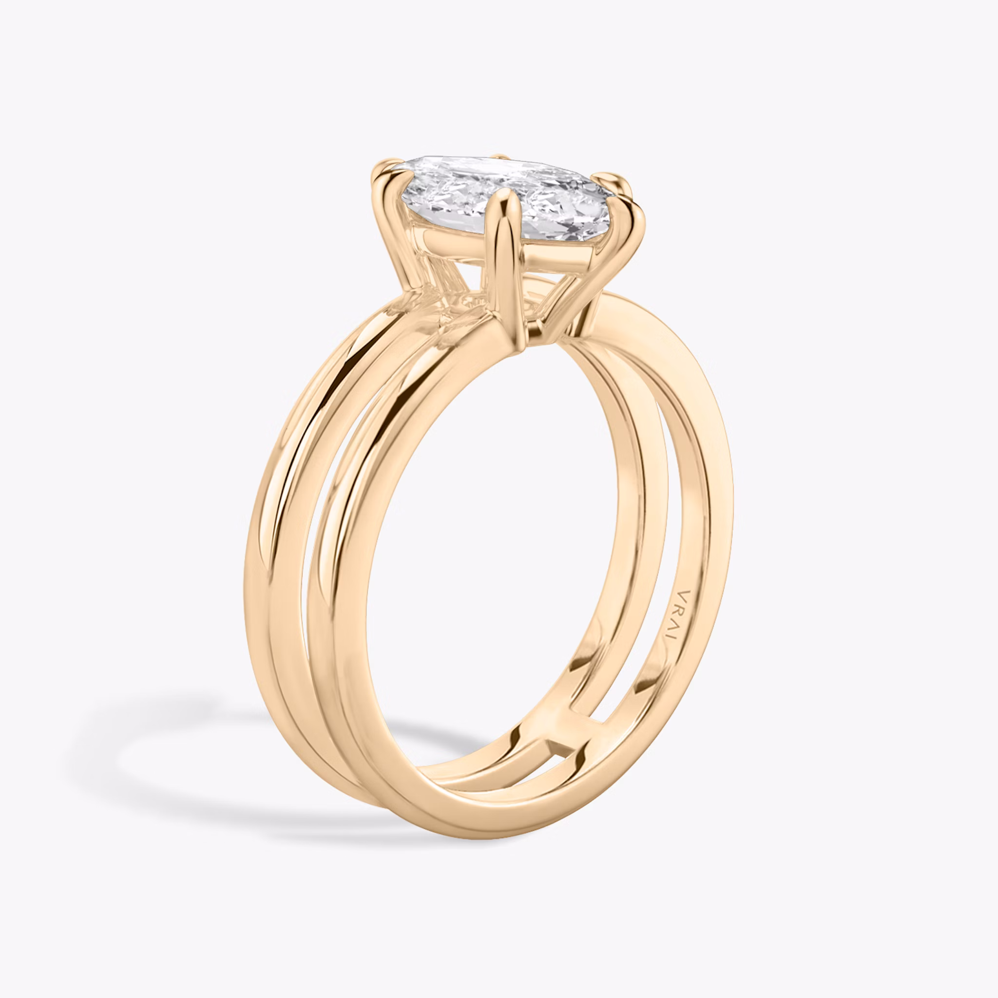 The Double Band | Marquise | 14k | Rose Gold | bandAccent: Plain | diamondOrientation: vertical | caratWeight: other