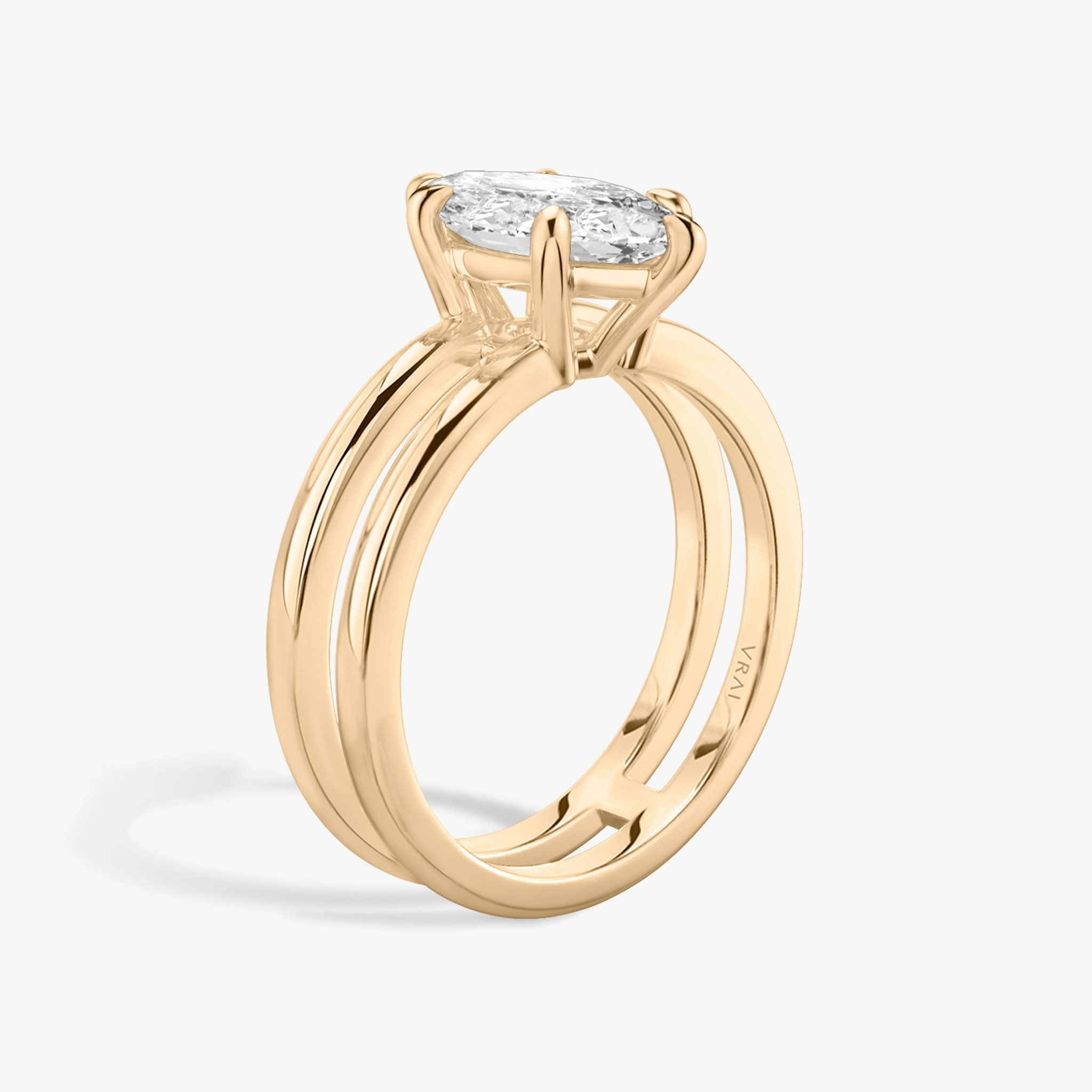The Double Band | Marquise | 14k | Rose Gold | bandAccent: Plain | diamondOrientation: vertical | caratWeight: other