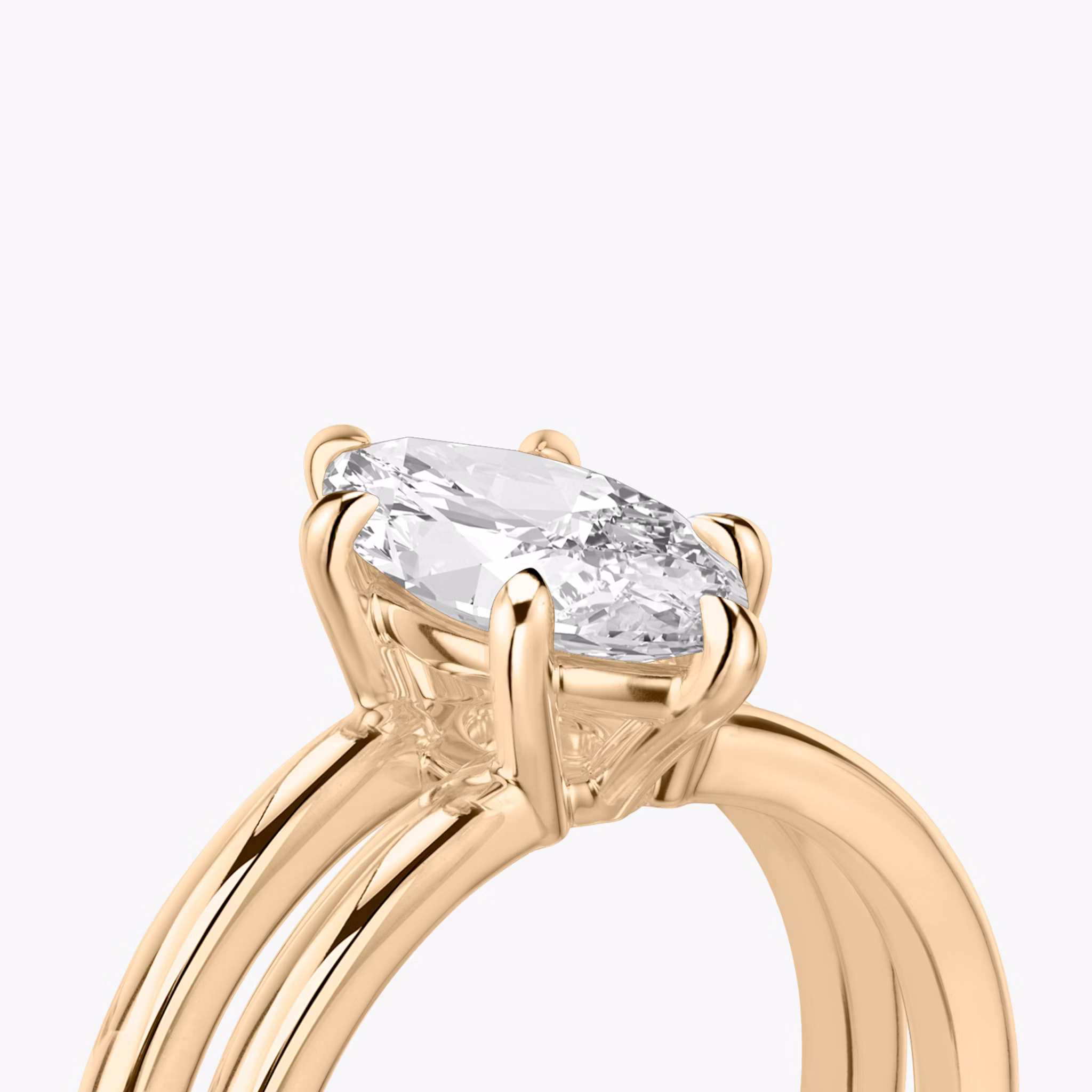 The Double Band | Marquise | 14k | Rose Gold | bandAccent: Plain | diamondOrientation: vertical | caratWeight: other
