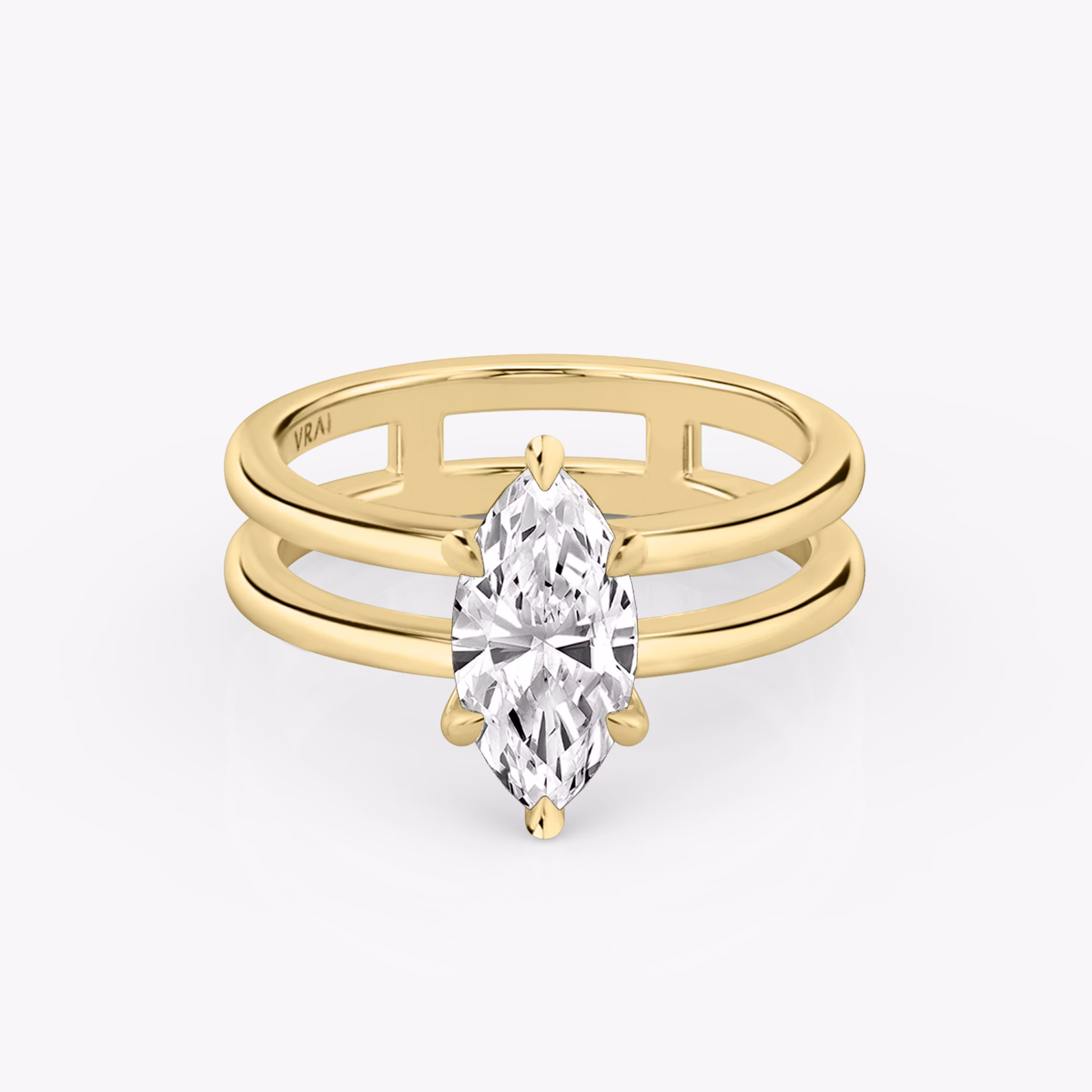 The Double Band | Marquise | 18k | Yellow Gold | bandAccent: Plain | diamondOrientation: vertical | caratWeight: other