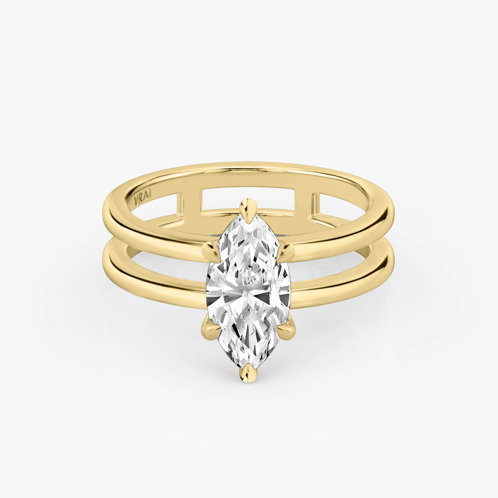 The Double Band | Marquise | 18k | Yellow Gold | bandAccent: Plain | diamondOrientation: vertical | caratWeight: other
