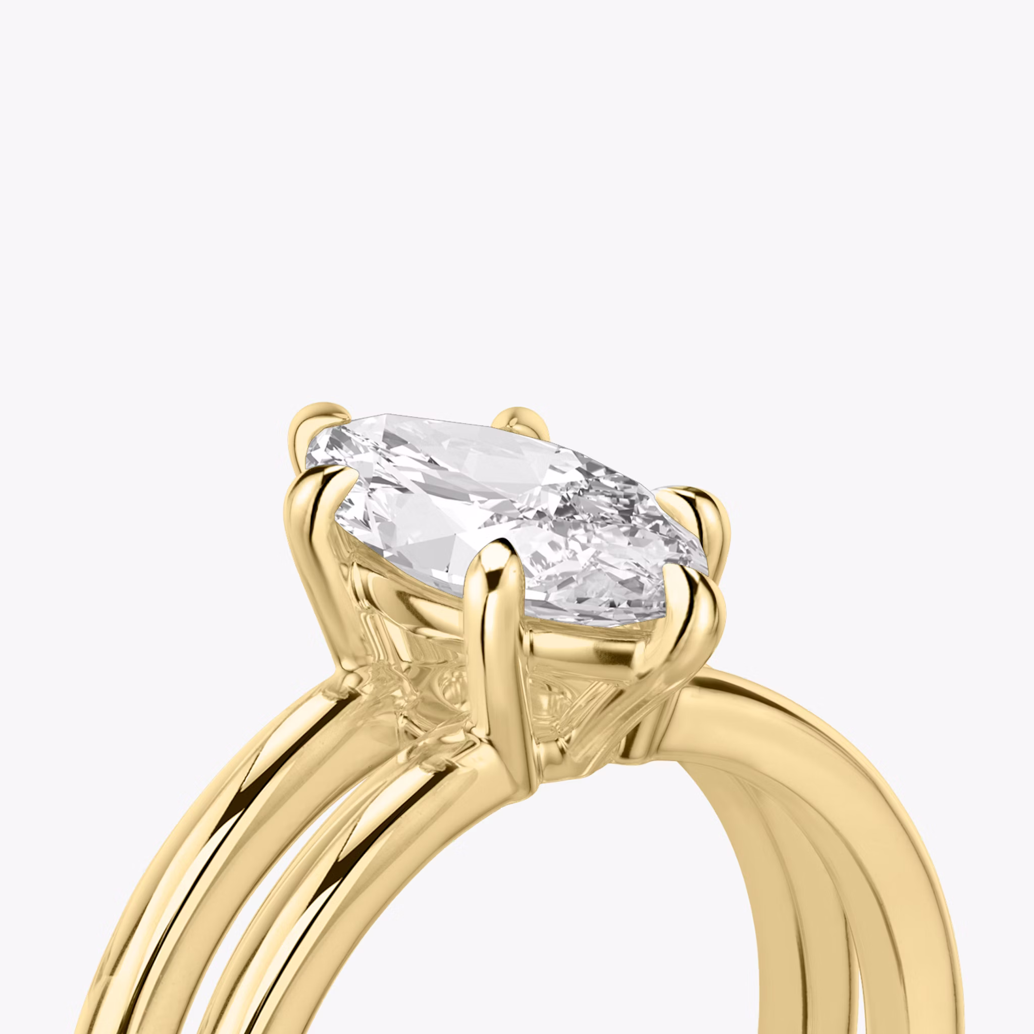 The Double Band | Marquise | 18k | Yellow Gold | bandAccent: Plain | diamondOrientation: vertical | caratWeight: other